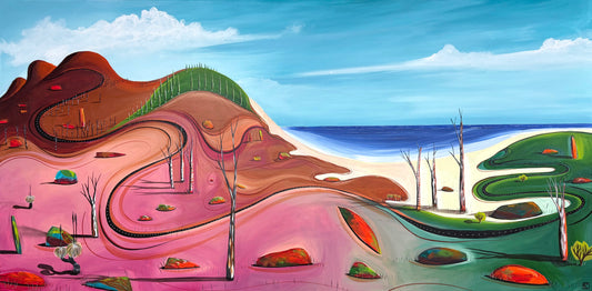 Paths Of The Coastline by Tania Chanter, original, acrylic on canvas, 160x80cm.