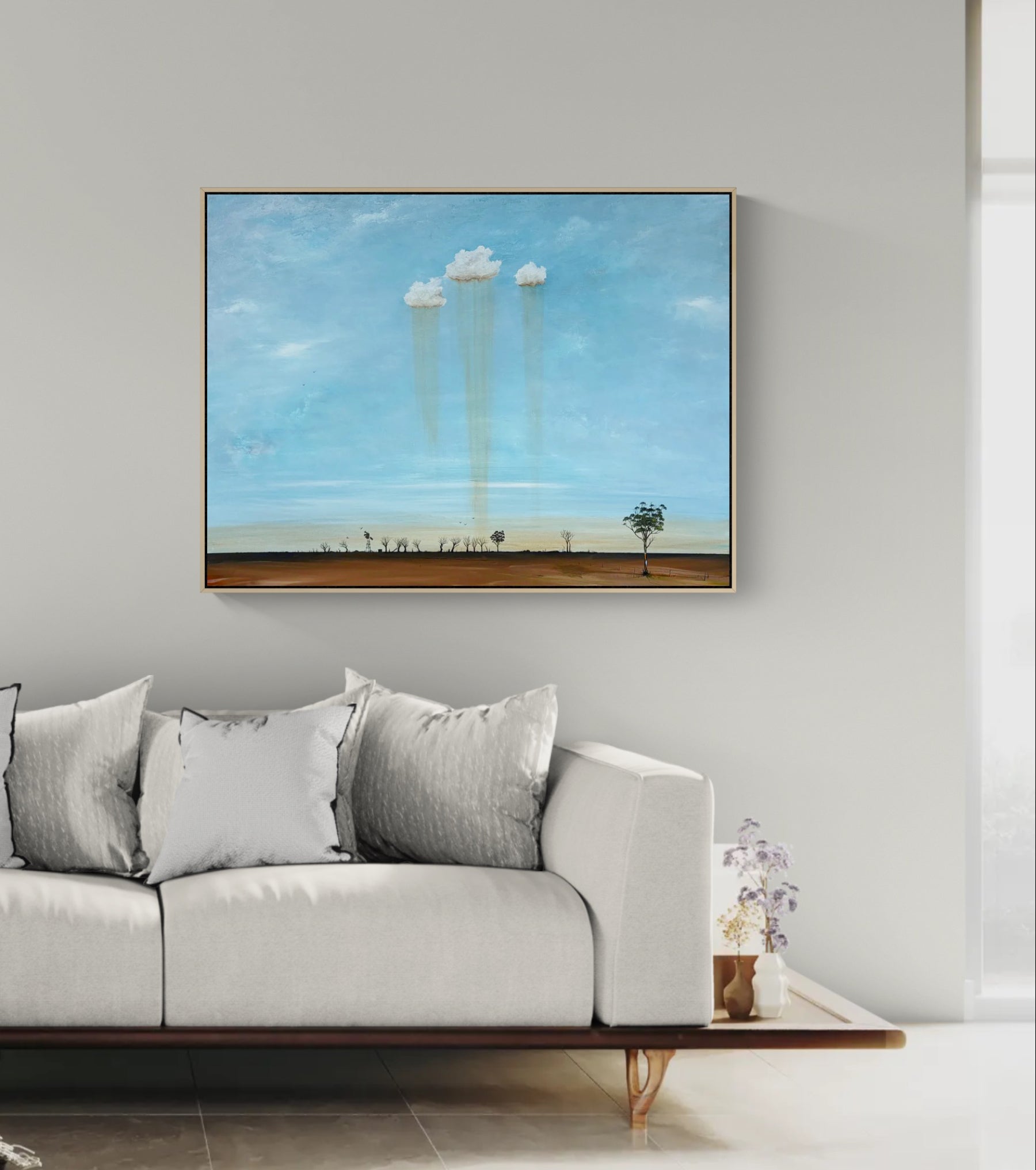 Shedding Light, Shedding Tears  by Australian artist Tania Chanter, texture, abstract cloudscape, acrylic on canvas, original one-off, 120x90cm.