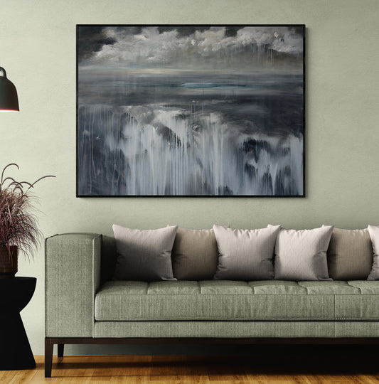 Shedding Light, Shedding Tears by Australian artist Tania Chanter, original artwork, acrylic on canvas, 120x90cm, abstract cloudscape.