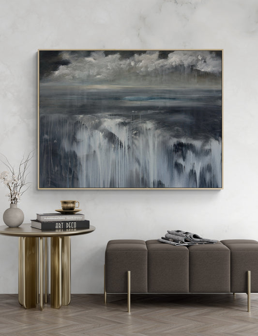 Shedding Light, Shedding Tears by Australian artist Tania Chanter, original artwork, acrylic on canvas, 120x90cm, abstract cloudscape.