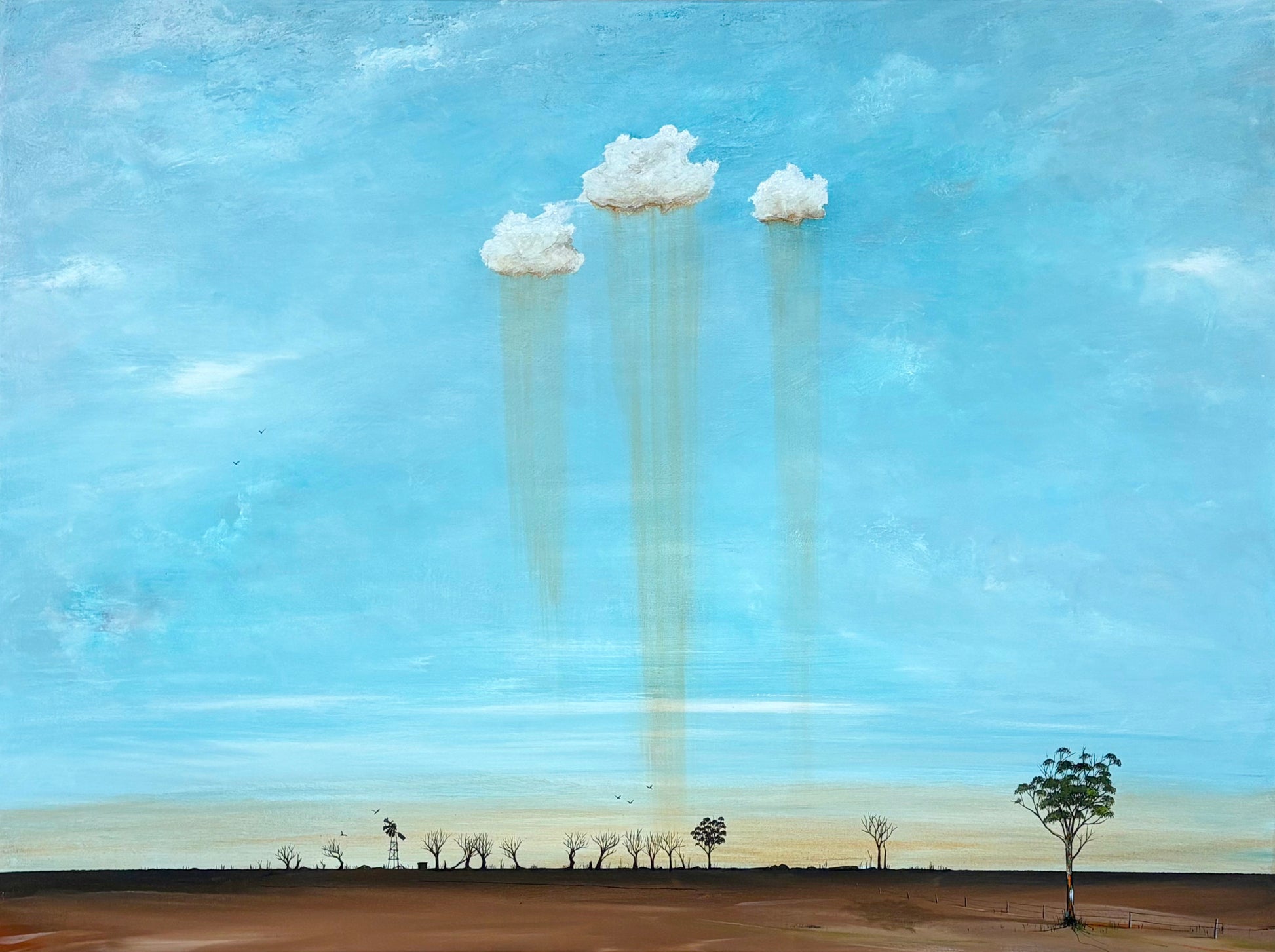 Shedding Light, Shedding Tears  by Australian artist Tania Chanter, texture, abstract cloudscape, acrylic on canvas, original one-off, 120x90cm.