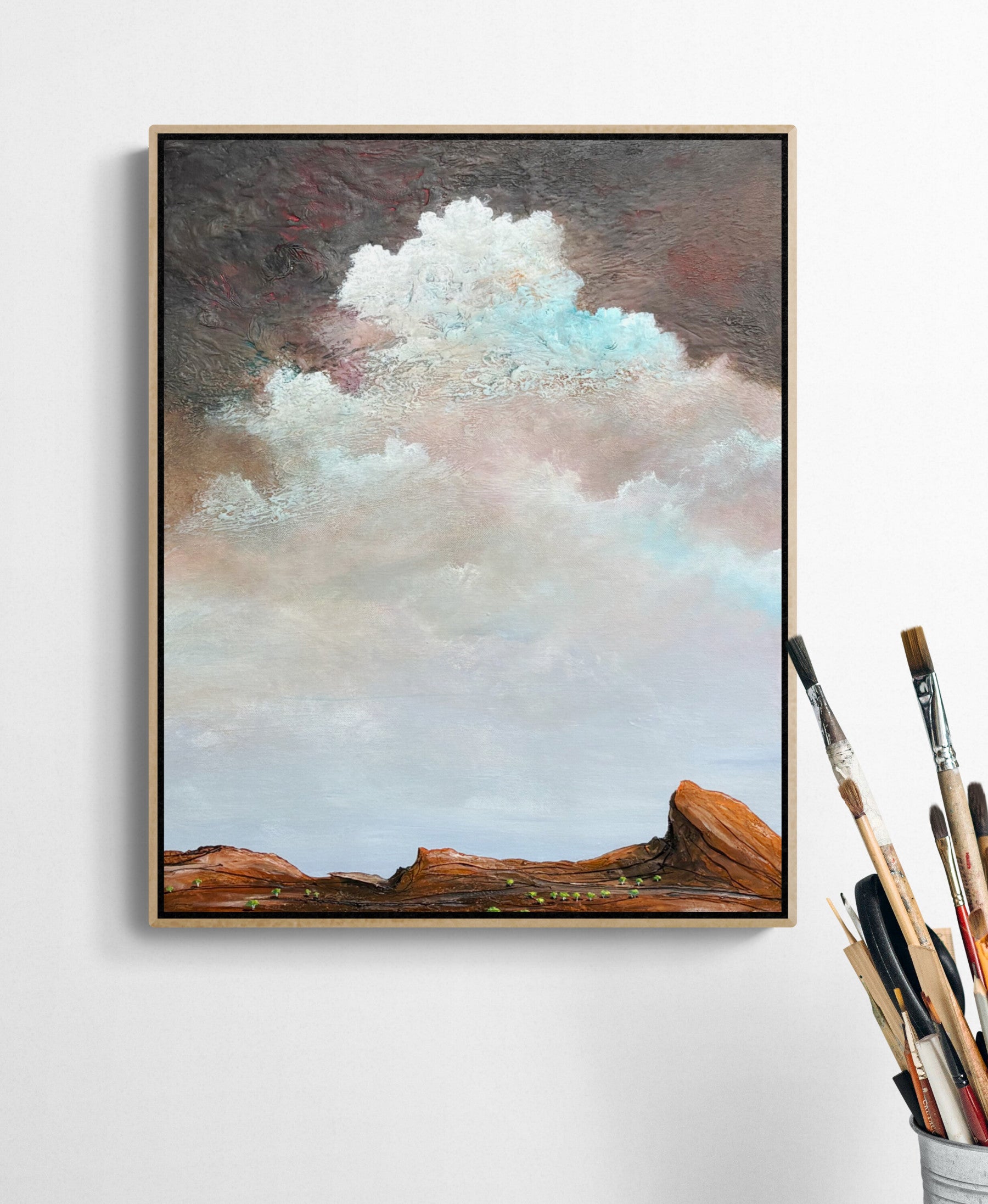 Sky Remembered by Australian Artist Tania Chanter, 40x50cm, original, abstract landscape, acrylic on canvas.
