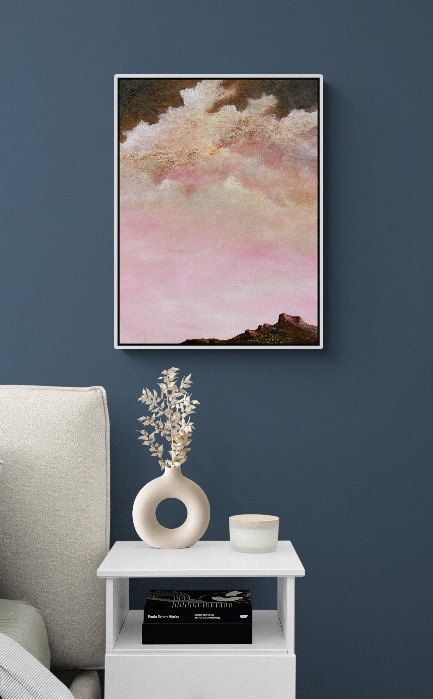 Soft Hours by Australian artist Tania Chanter, 45x60cm, original, acrylic on canvas. textured abstract cloudscape.
