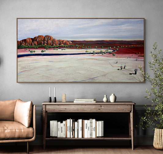 Soft Tides Of An Evening Sky by Australian artist Tania Chanter, 180x90cm, acrylic on canvas.