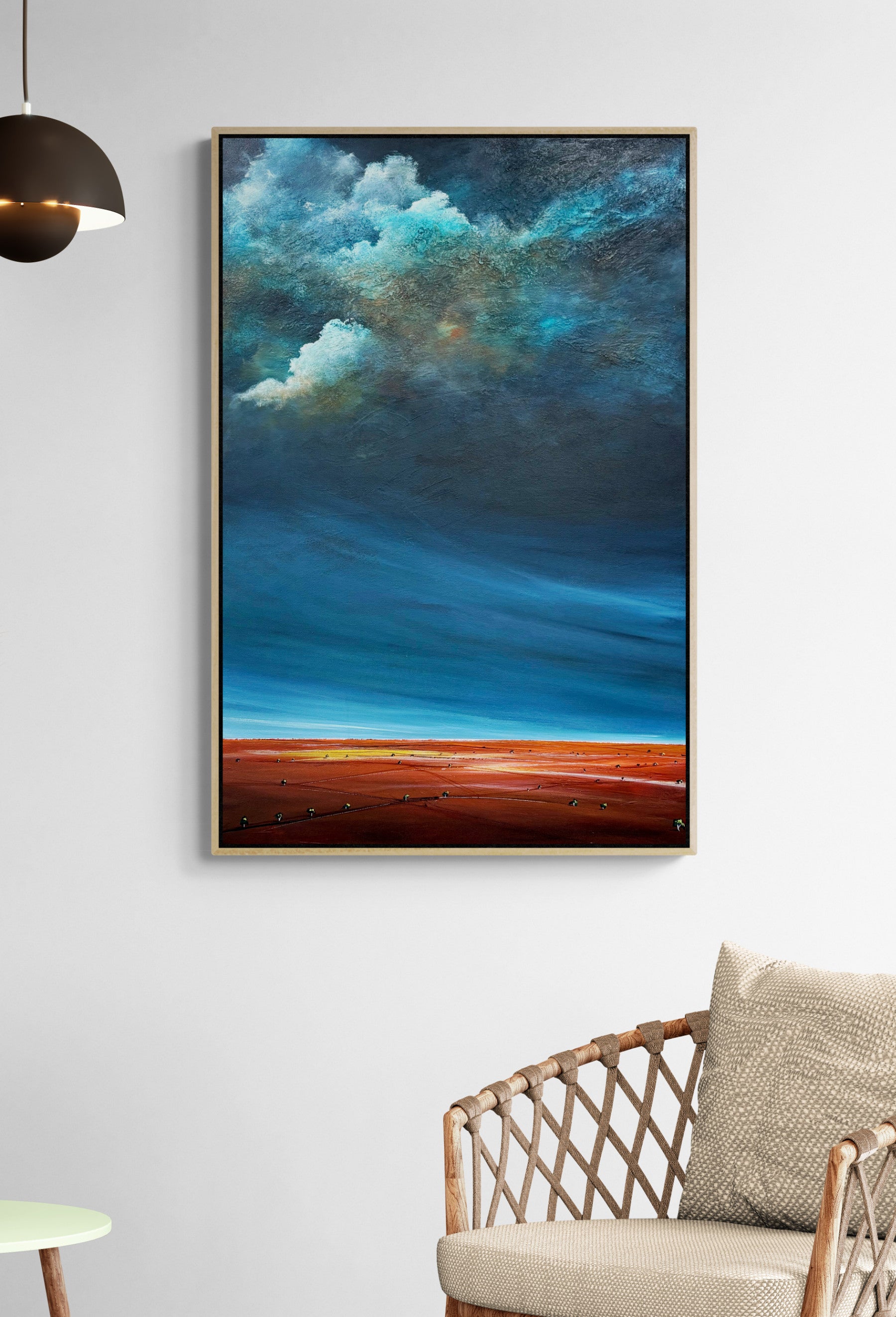 Sunrise Before the Storm by Tania Chanter, is an original moody abstract cloudscape 61x91cm, acrylic on canvas.