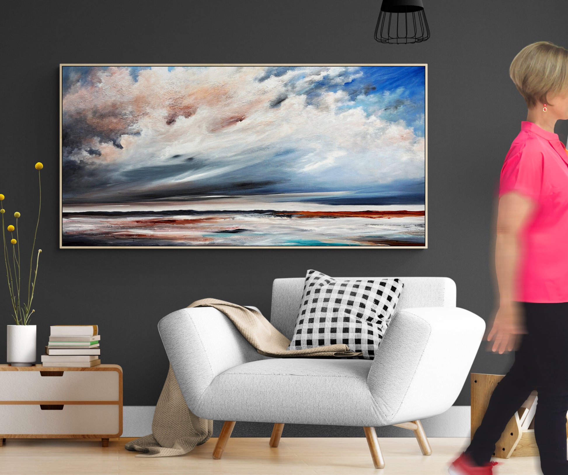 The Gathering Quiet by Australian artist Tania Chanter, original, acrylic on canvas, textured abstract seascape, 180x90cm.