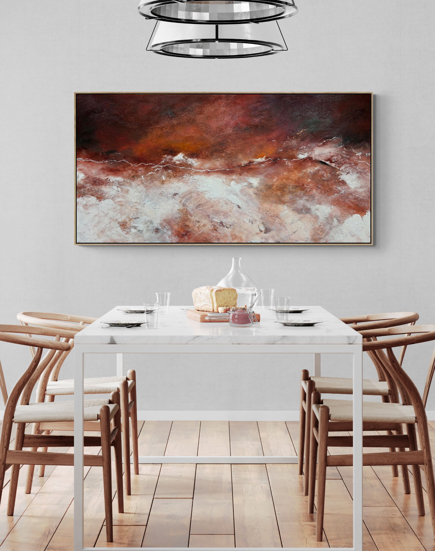The Gentle Divide by Australian artist Tania Chanter, 180x90cm, original, acrylic on canvas, abstract textured aerial landscape.