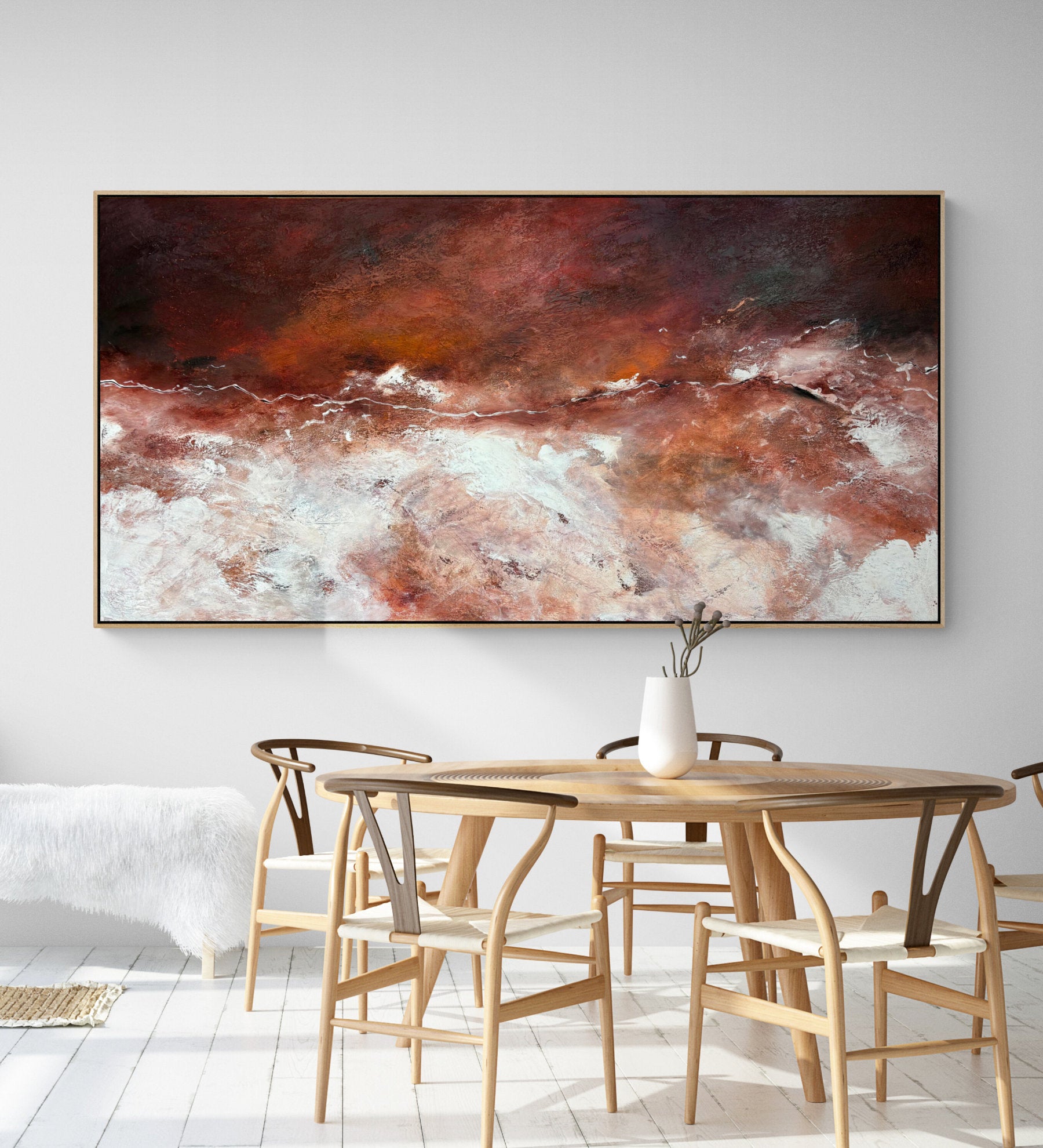The Gentle Divide by Australian artist Tania Chanter, 180x90cm, original, acrylic on canvas, abstract textured aerial landscape.