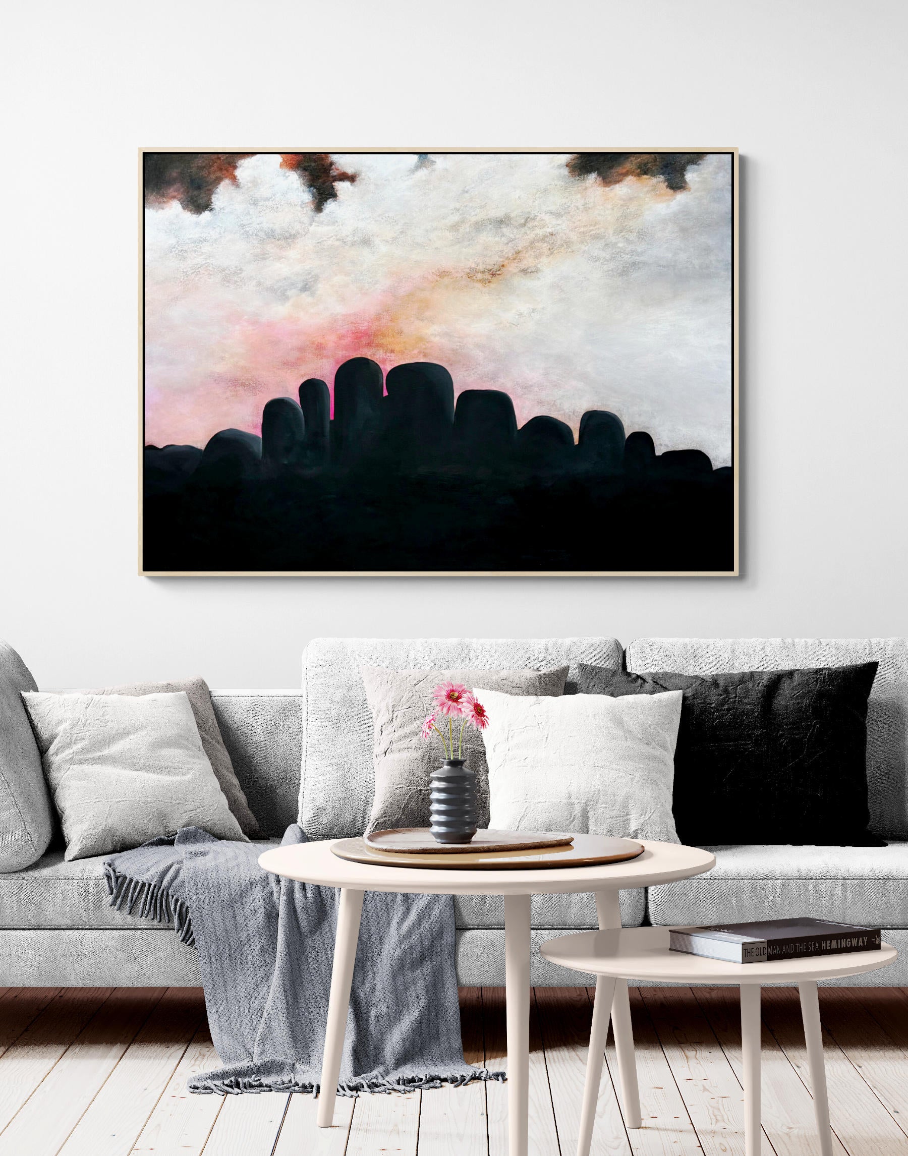 The Glow Of Hope by Australian artist Tania Chanter, acrylic on canvas, 140x100cm, abstract cloudscape. 