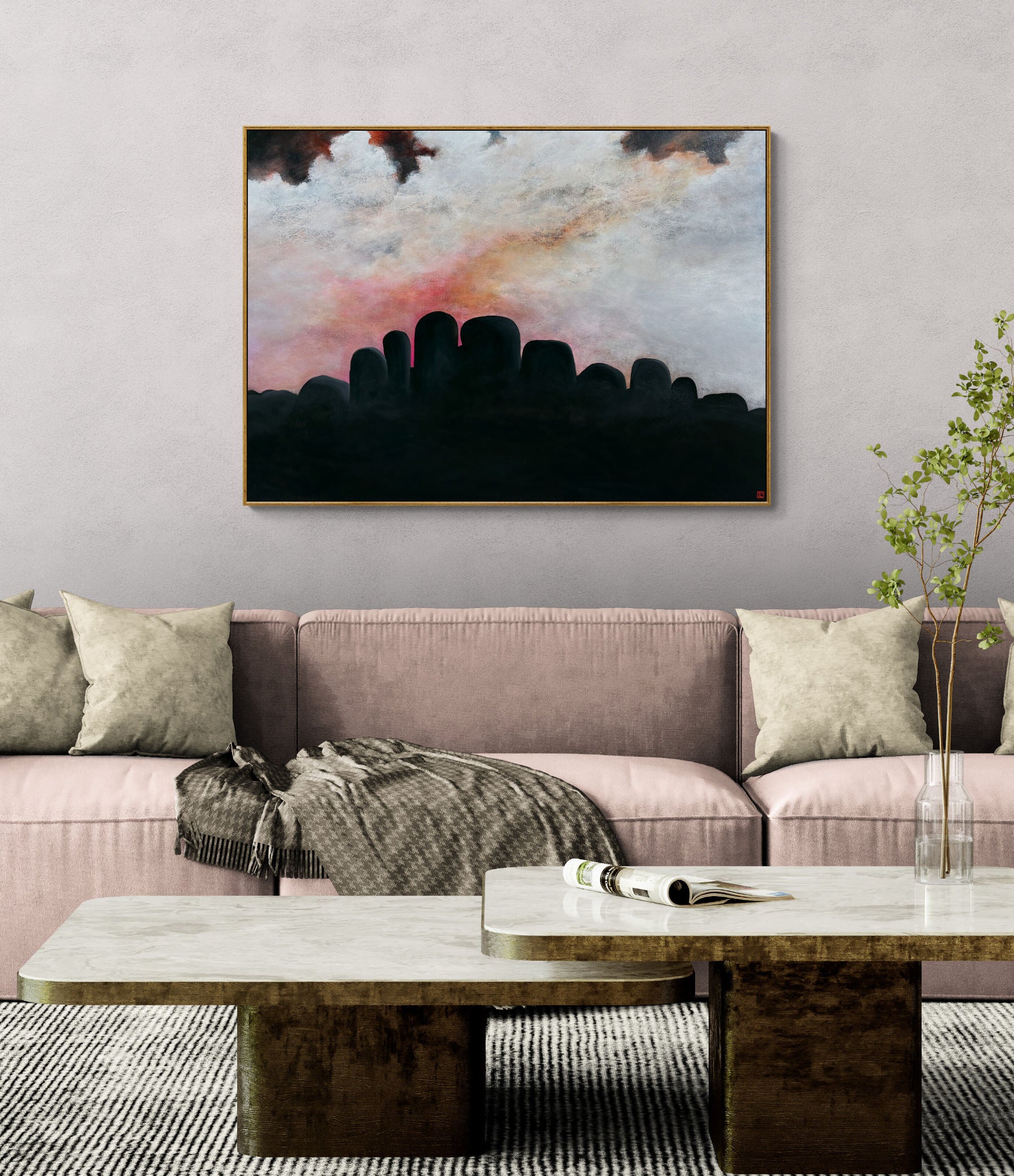 The Glow Of Hope by Australian artist Tania Chanter, acrylic on canvas, 140x100cm, abstract cloudscape. 