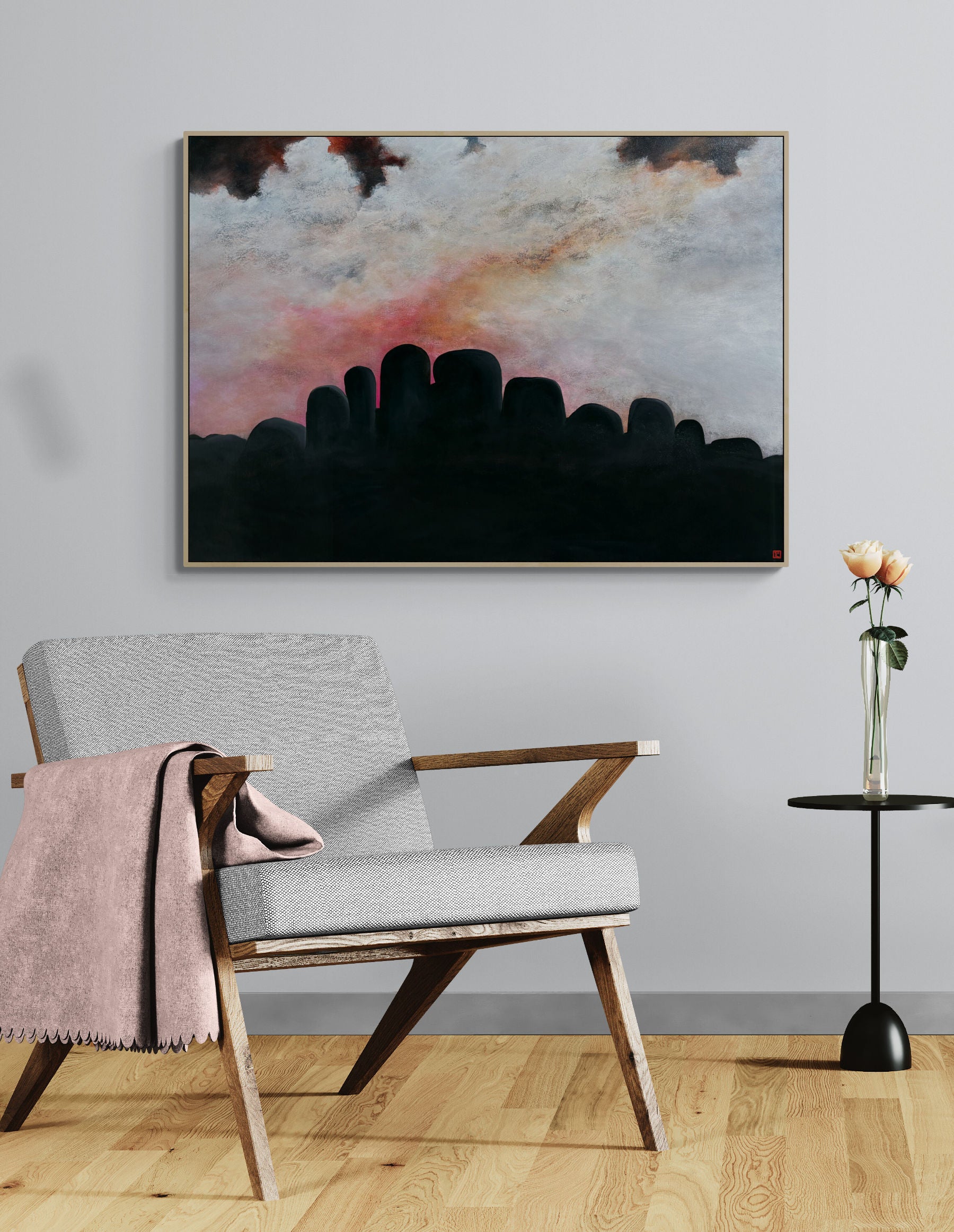 The Glow Of Hope by Australian artist Tania Chanter, acrylic on canvas, 140x100cm, abstract cloudscape. 