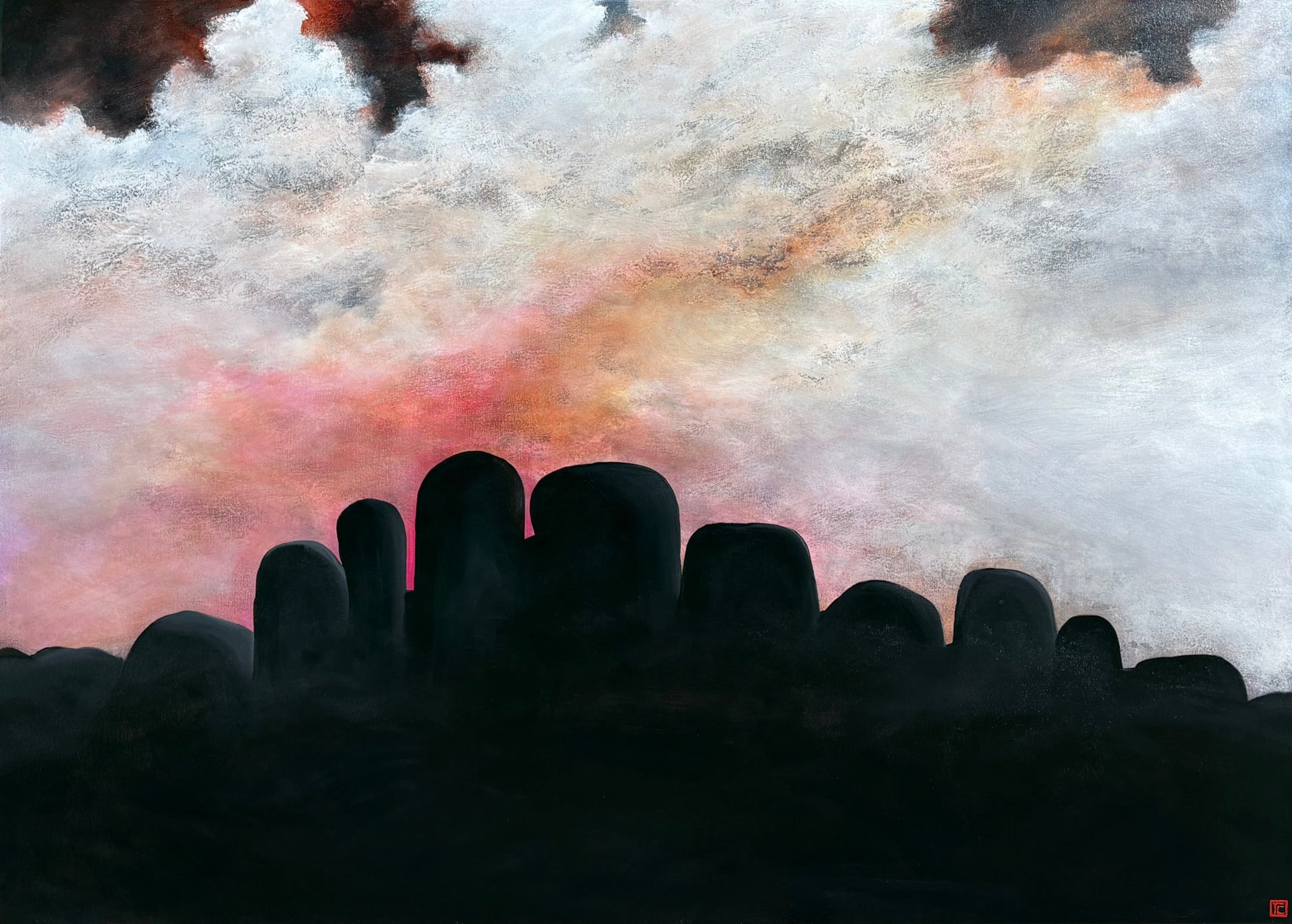 The Glow Of Hope by Australian artist Tania Chanter, acrylic on canvas, 140x100cm, abstract cloudscape. 