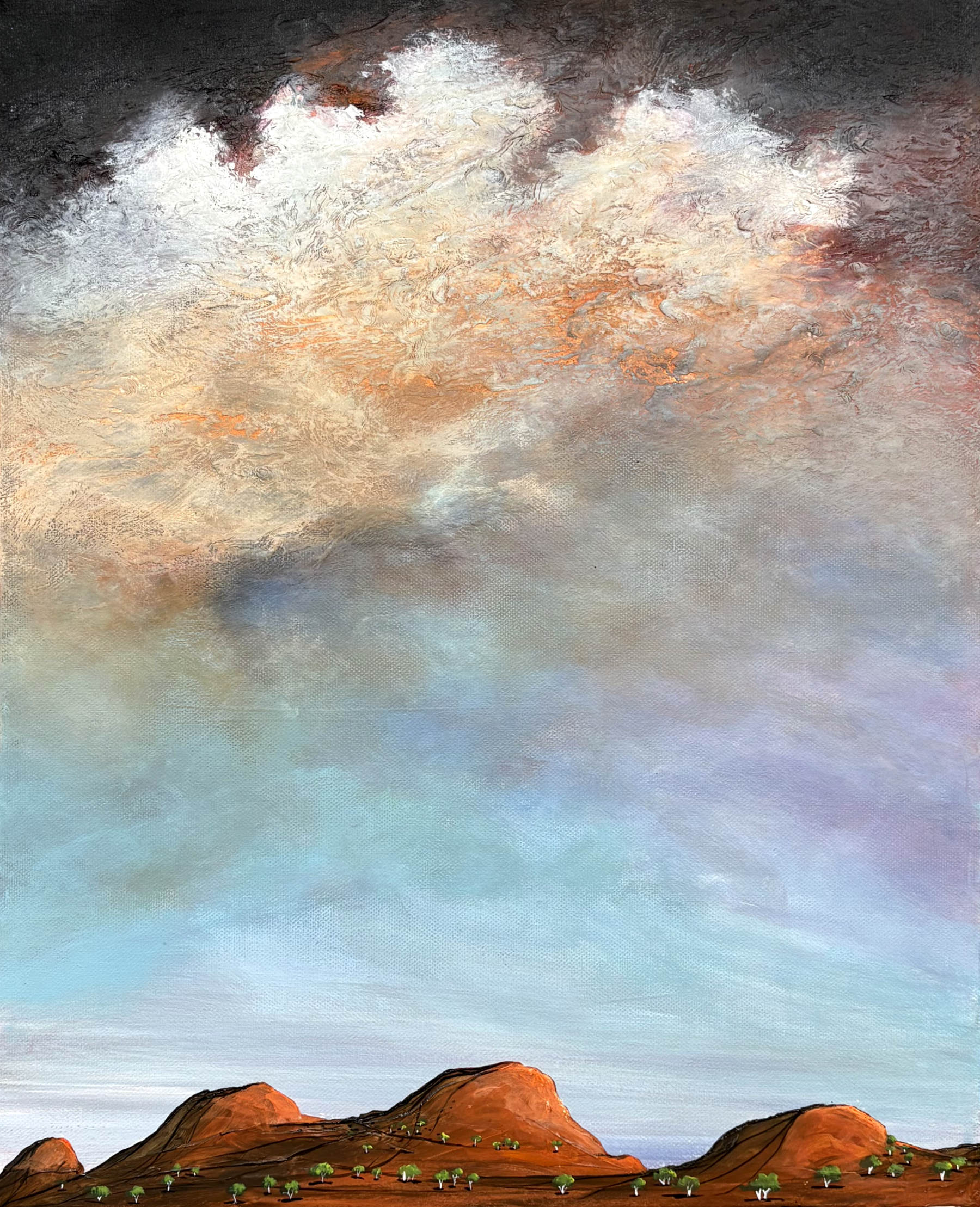 The Kiss Of Summer by Australian artist Tania Chanter, original, acrylic on canvas, 40x50cm, textured abstract landscape.