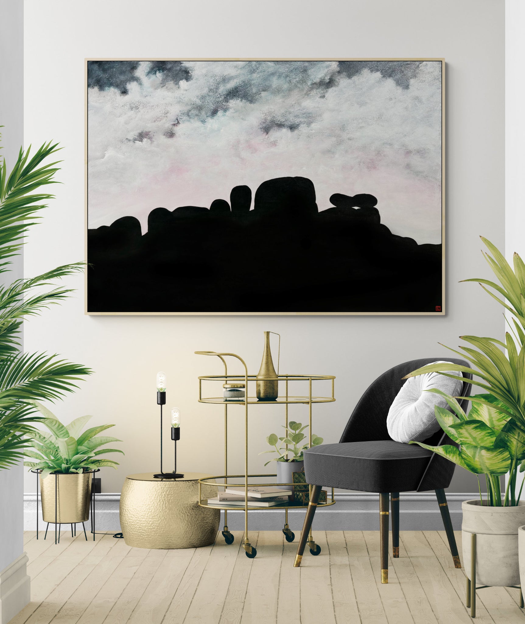 The Light Of Promise by Australian artist Tania Chanter, acrylic on canvas, 140x100cm, abstract cloudscape.