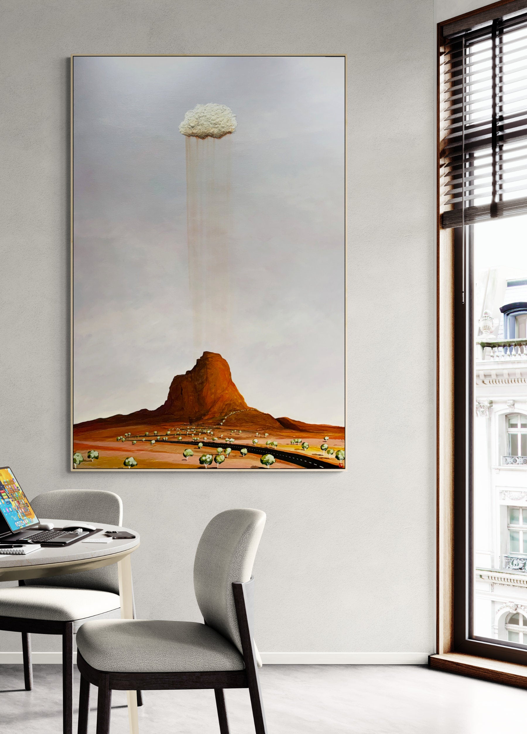 The Lonely Cry by Australian artist Tania Chanter, textured abstract landscape, 120x180cm.