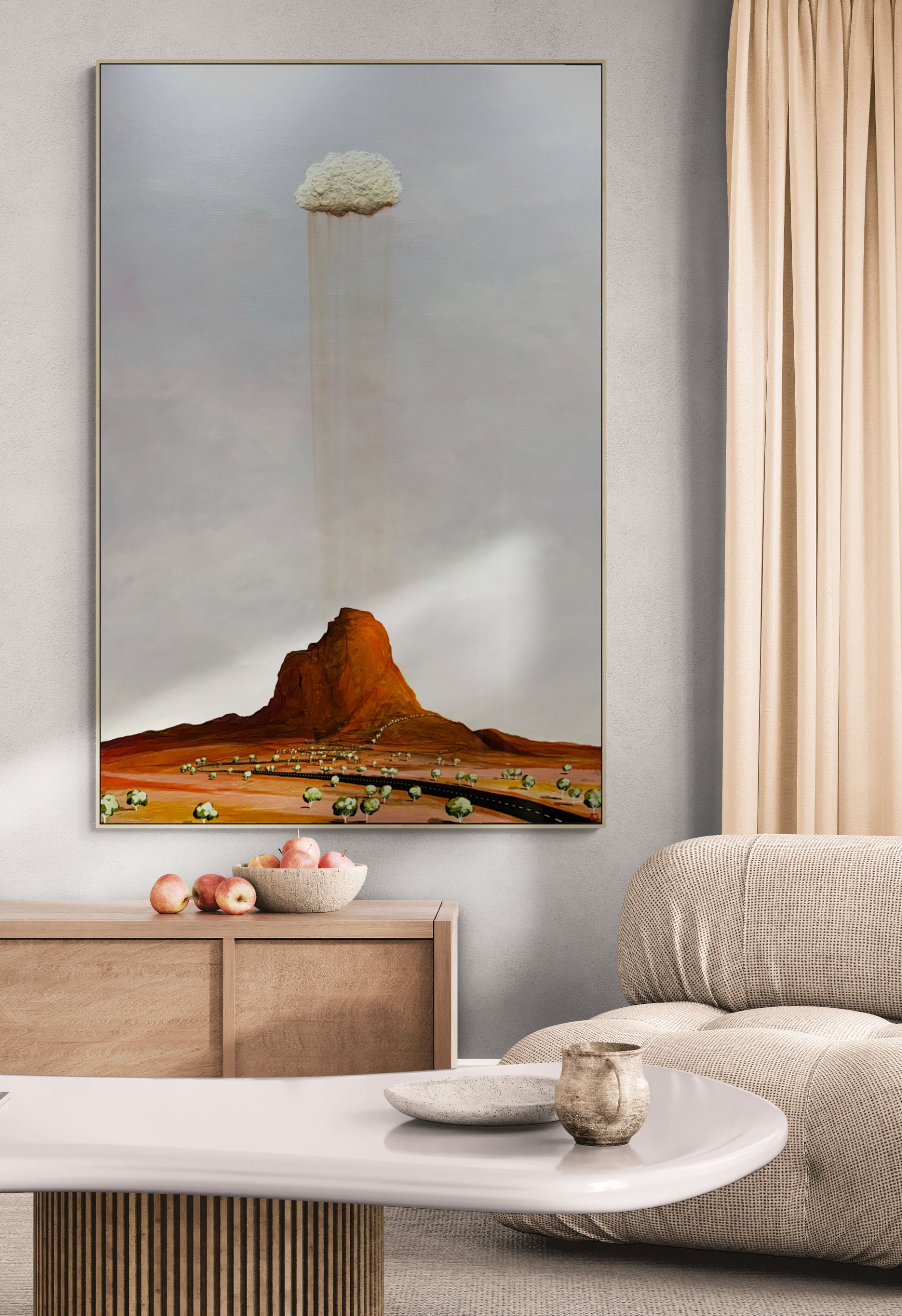 The Lonely Cry by Australian artist Tania Chanter, textured abstract landscape, 120x180cm.