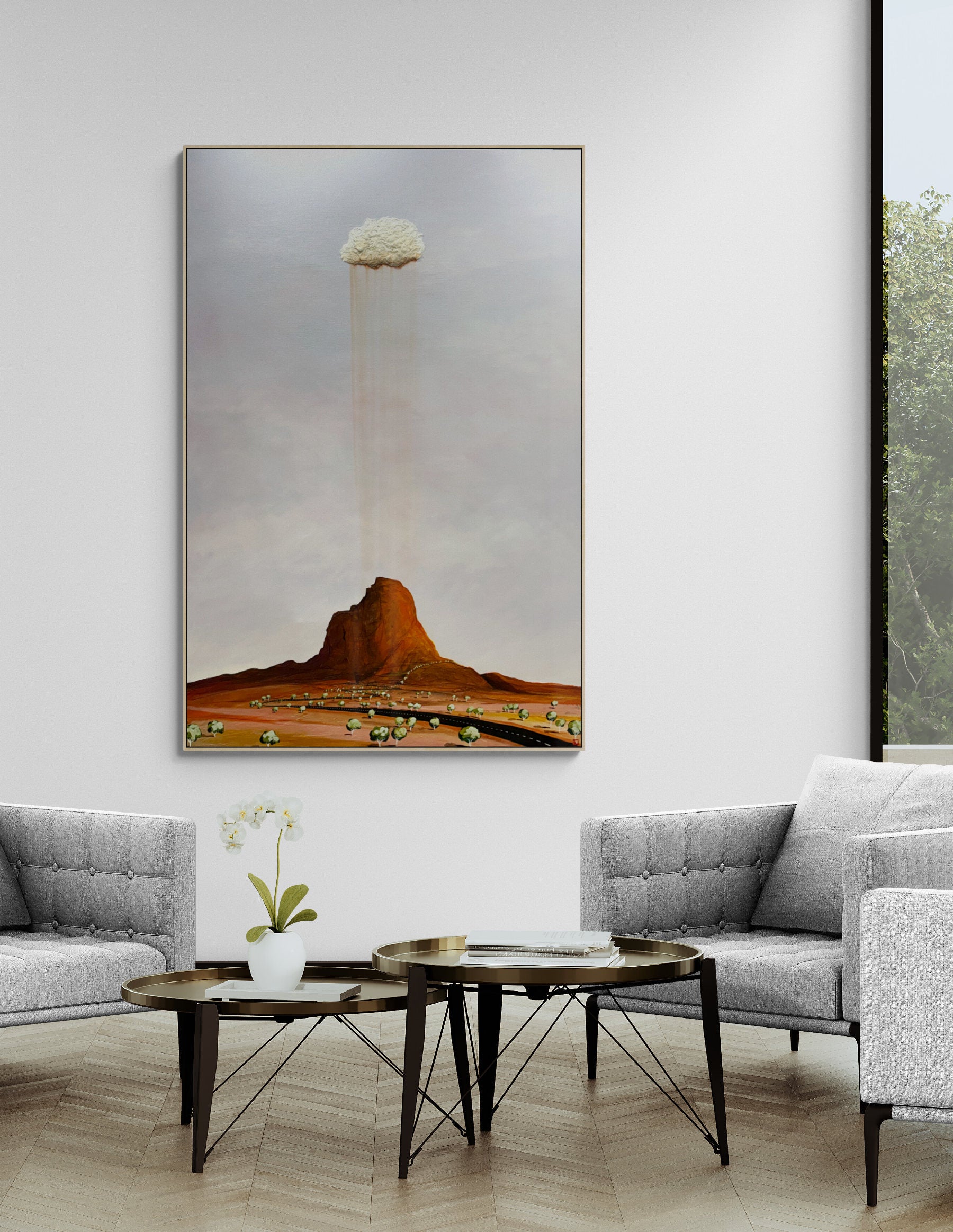 The Lonely Cry by Australian artist Tania Chanter, textured abstract landscape, 120x180cm.