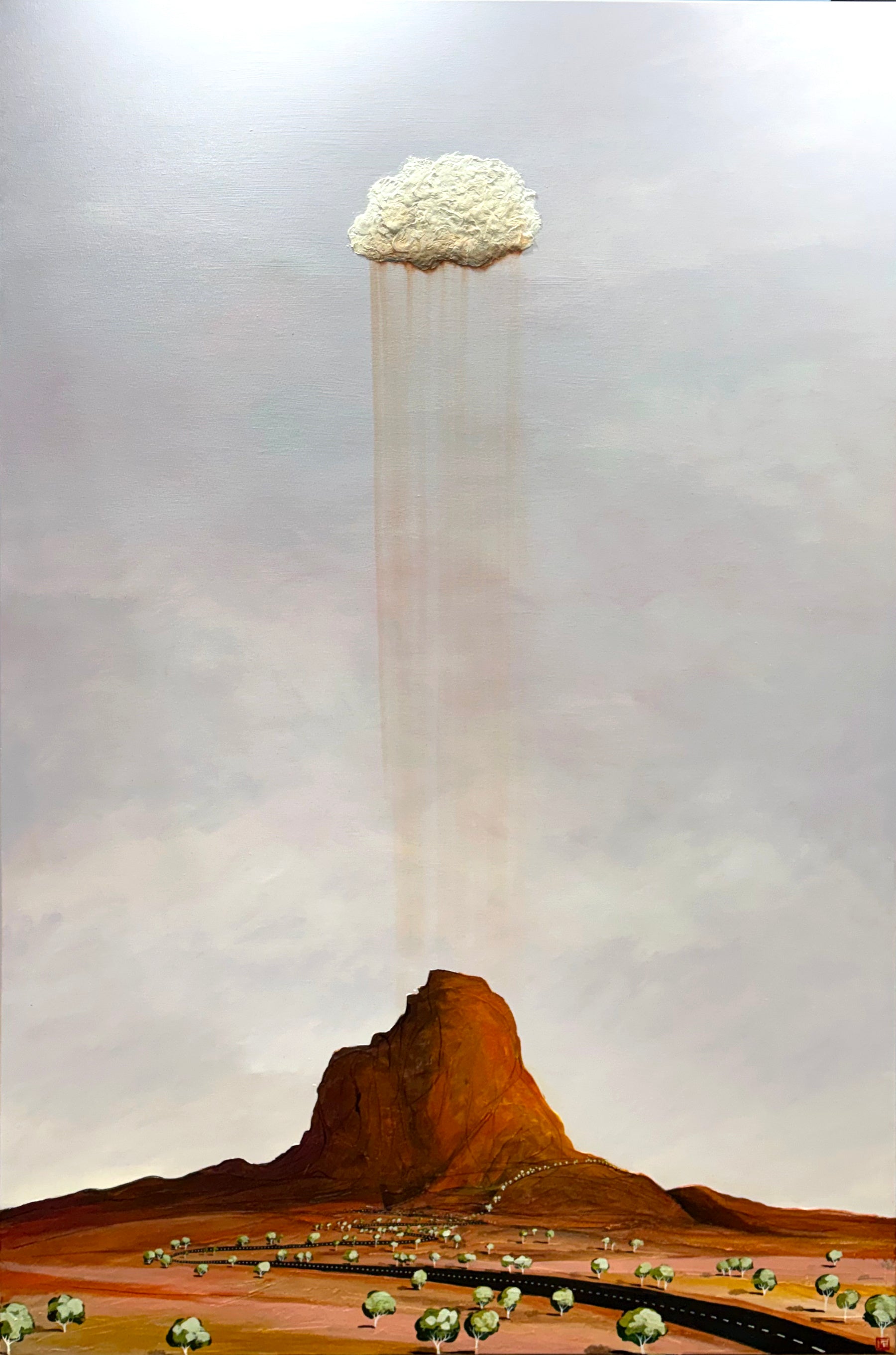 The Lonely Cry by Australian artist Tania Chanter, textured abstract landscape, 120x180cm.