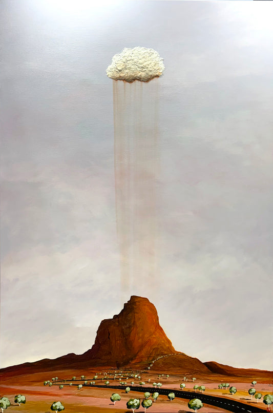 The Lonely Cry by Australian artist Tania Chanter, textured abstract landscape, 120x180cm.