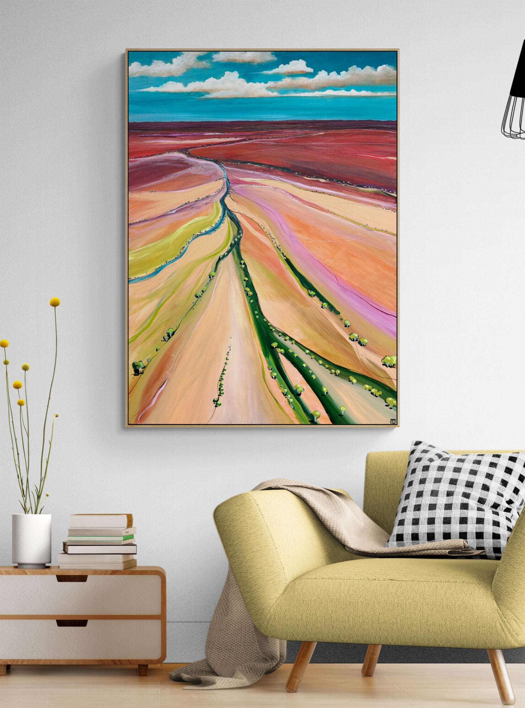 The Meeting Of Ways by Australian artist Tania Chanter, acrylic on canvas, 100x140cm, abstract landscape. 