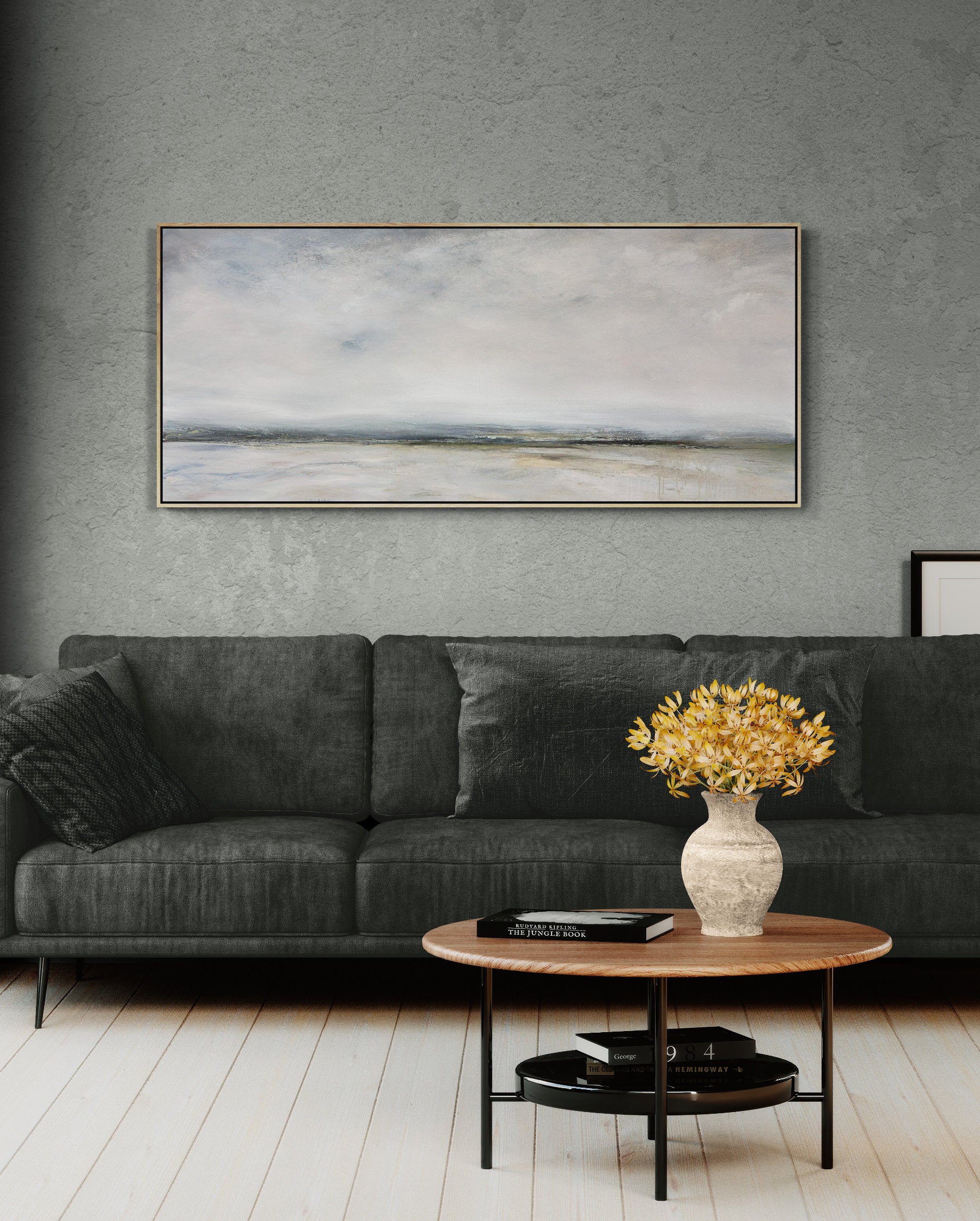 The Mist Between Us by Australian artist Tania Chanter, original, acrylic on canvas, 160x70cm, impressionist abstract landscape painting.