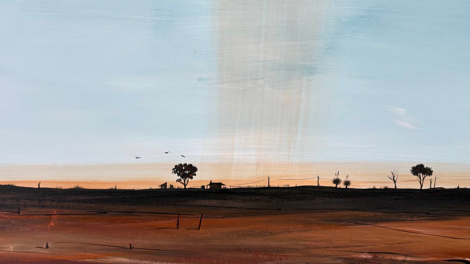 Detail on Original artwork, The Passing Cry by Australian artist Tania Chanter, abstract landscape, textured, acrylic on canvas, 100x120cm.