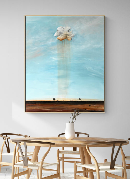 Original artwork, The Passing Cry by Australian artist Tania Chanter, abstract landscape, textured, acrylic on canvas, 100x120cm.