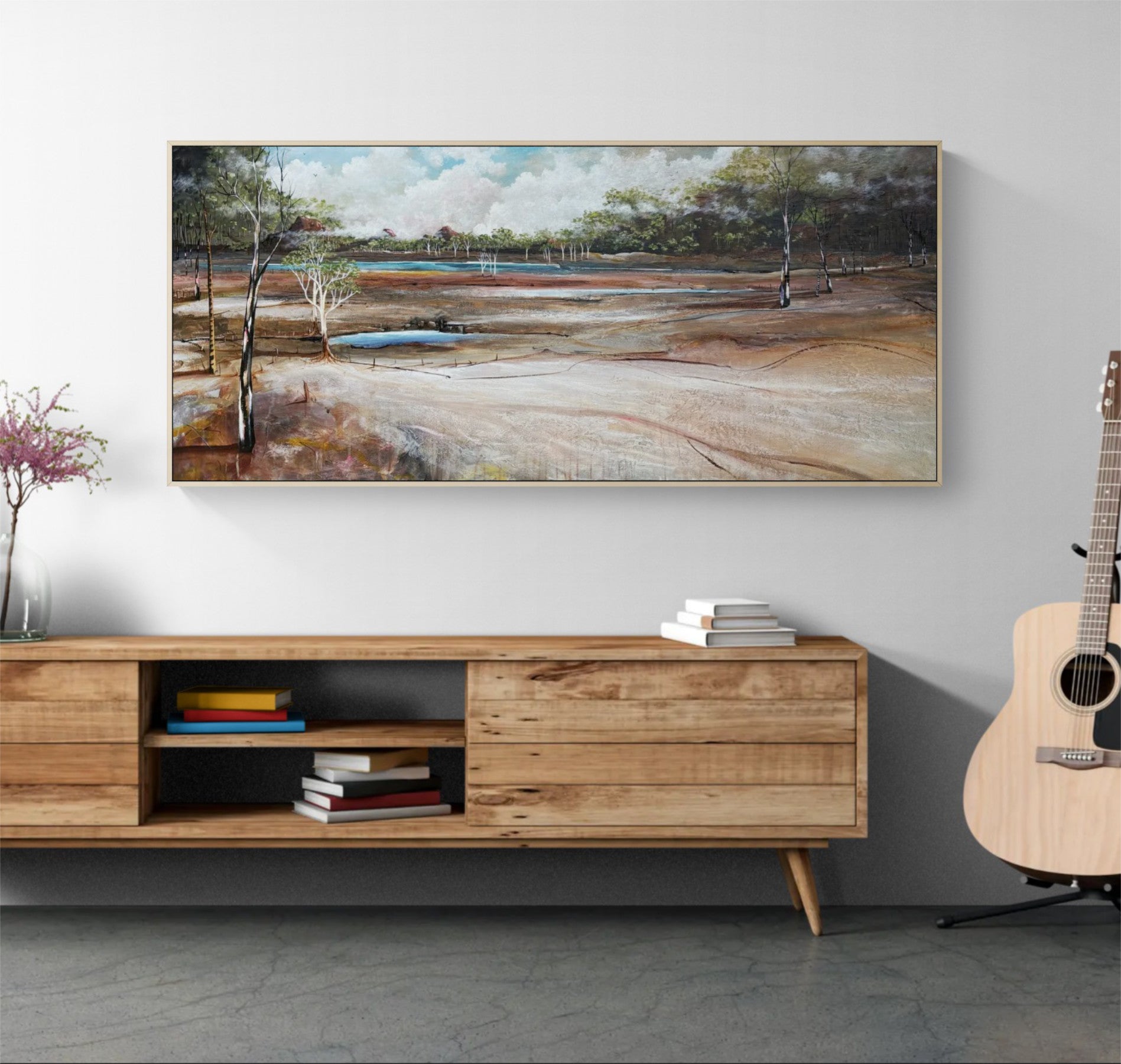 The Places We Carry Within by Australian artist Tania Chanter, acrylic on canvas, 160x70cm, textured, Australian  abstract landscape. 