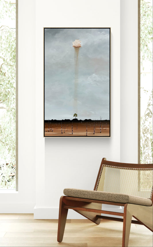 The Quiet Above, abstract cloudscape, 60x100cm, acrylic on canvas, original. 