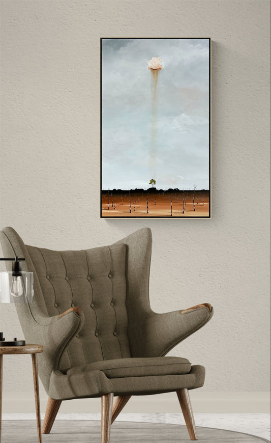 Australian artist Tania Chanter, The Quiet Above, abstract cloudscape, 60x100cm, acrylic on canvas, original. 