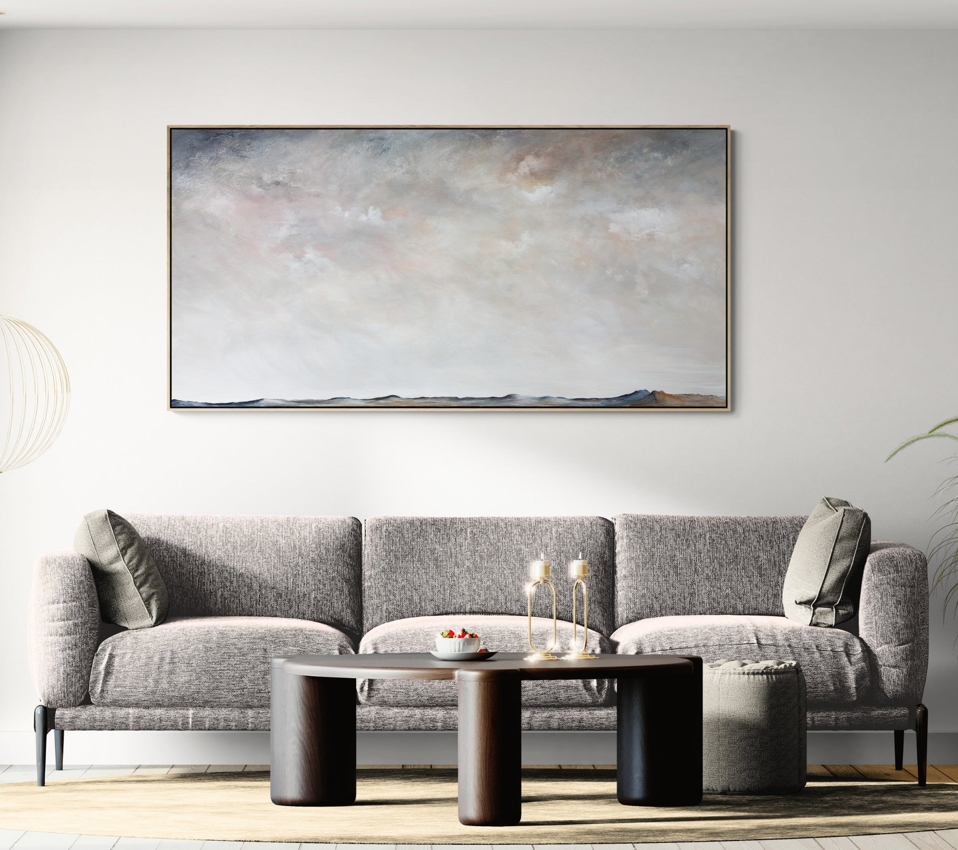 The Quiet Breath Of Distance by Australian artist Tania Chanter, original, textured abstract cloudscape, acrylic on canvas, 180x90cm.
