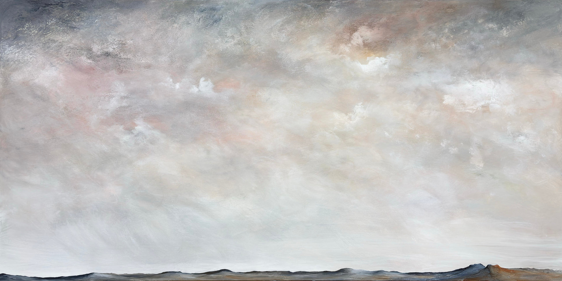 The Quiet Breath Of Distance by Australian artist Tania Chanter, original, textured abstract cloudscape, acrylic on canvas, 180x90cm.