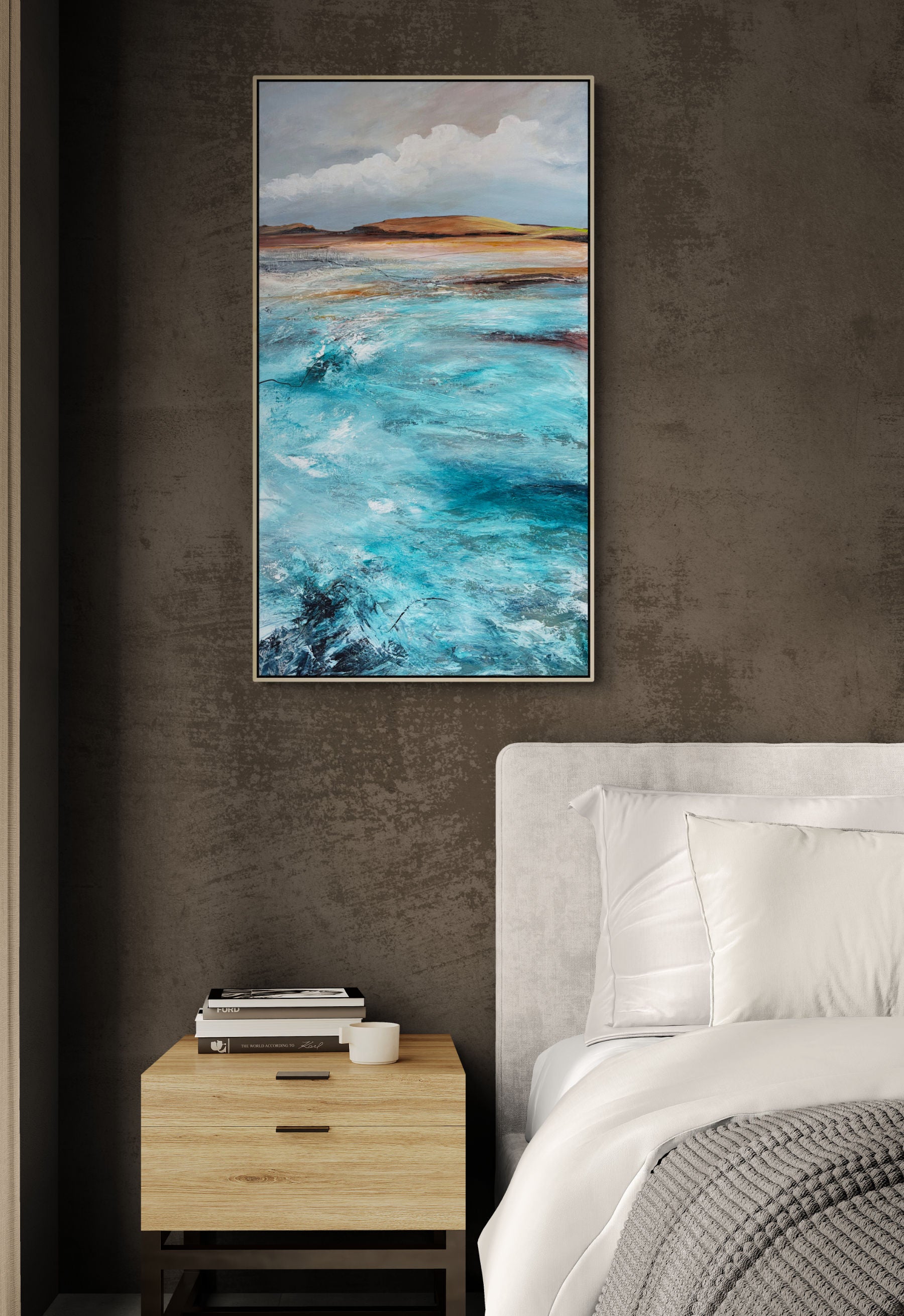 The Sea On Sunday by Australian artist Tania Chanter, 62x112cm, original, abstract textured seascape, acrylic on canvas. 