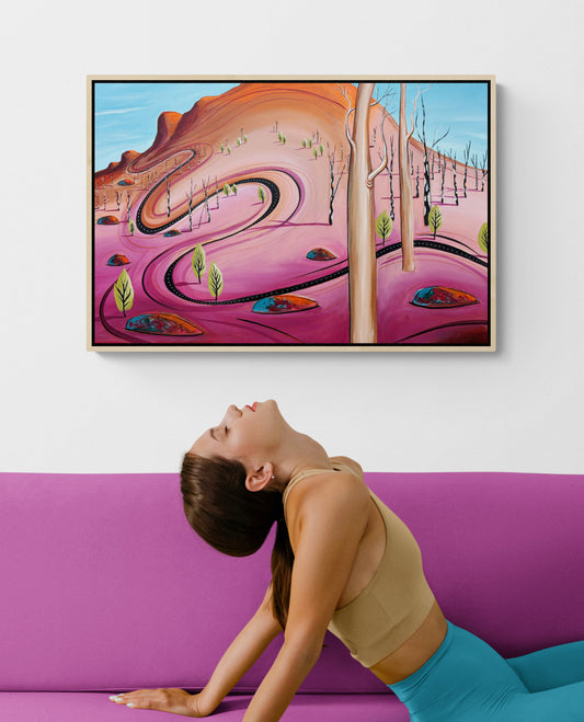 The Secret Path home by Australian artist Tania Chanter, original, acrylic on canvas, 77x51cm.