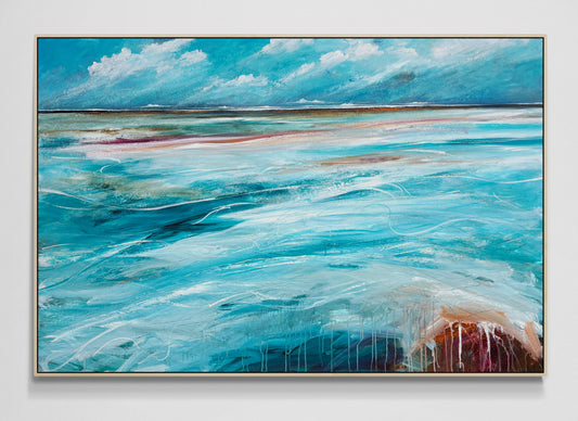 The Shore On Tuesday, abstract seascape  by Tania Chanter, 150x100cm, original, acrylic on canvas.