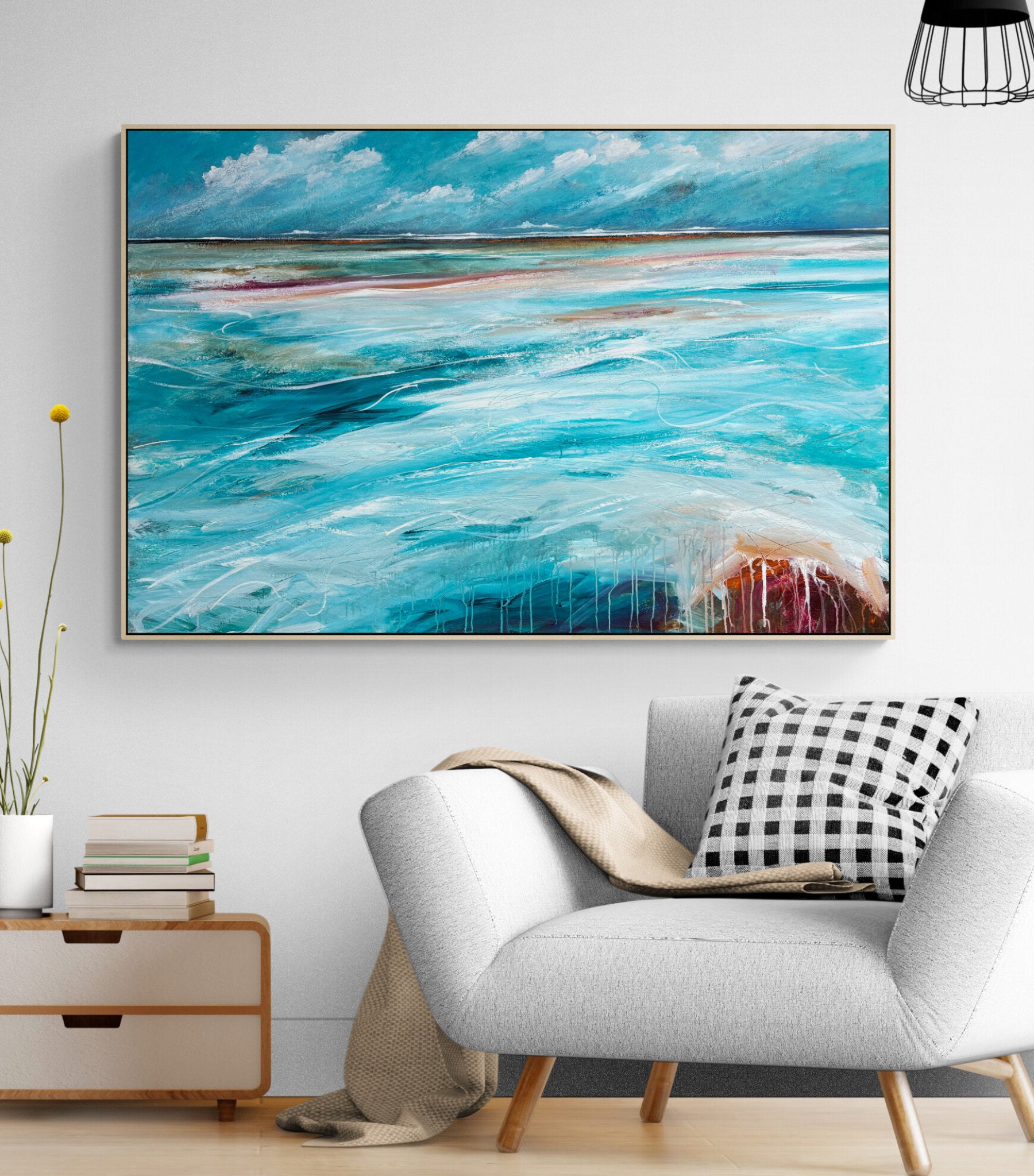 The Shore On Tuesday, abstract seascape  by Tania Chanter, 150x100cm, original, acrylic on canvas.