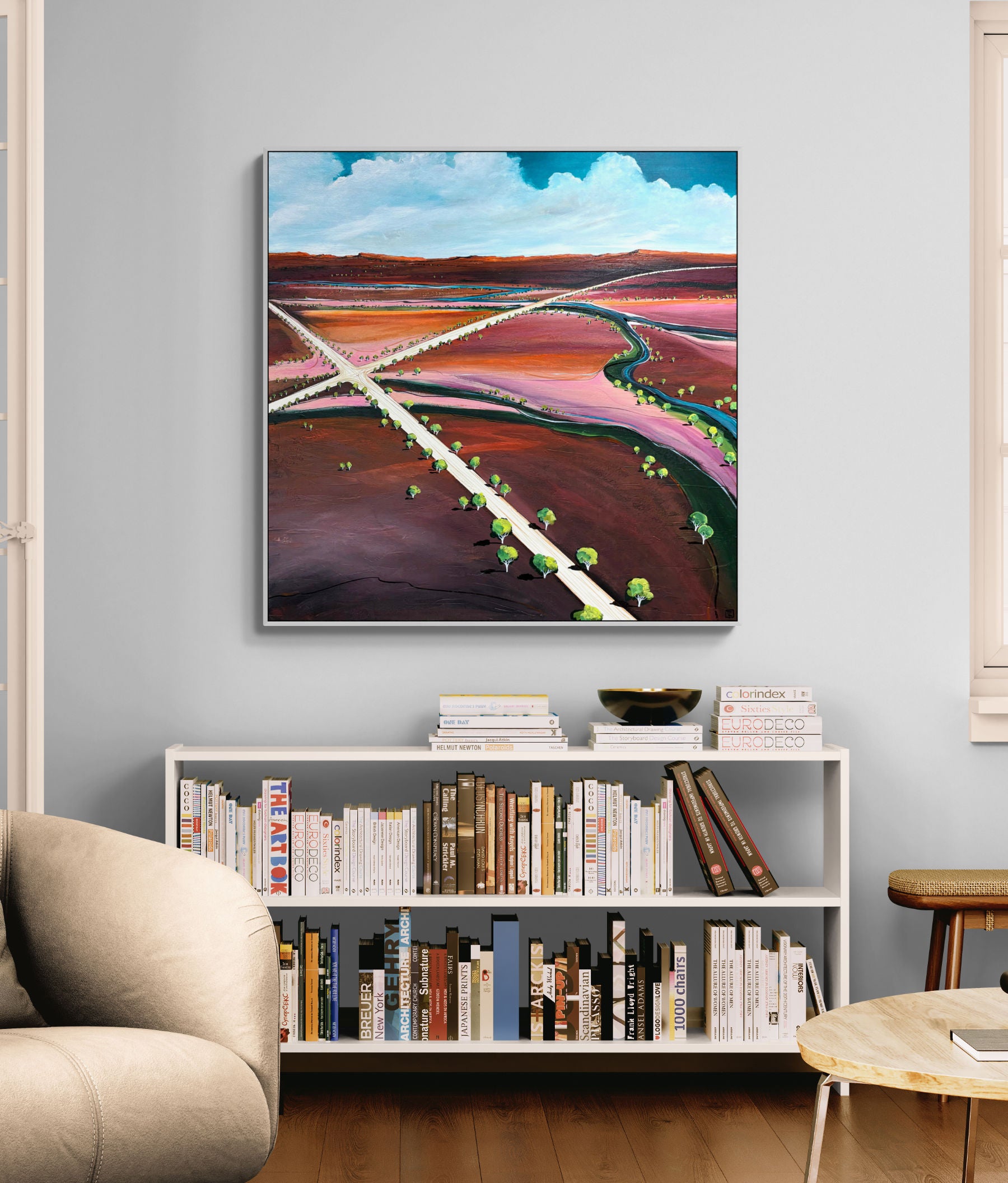 The Turning Point by Australian artist Tania Chanter, acrylic on canvas, 100x100cm, abstract landscape.