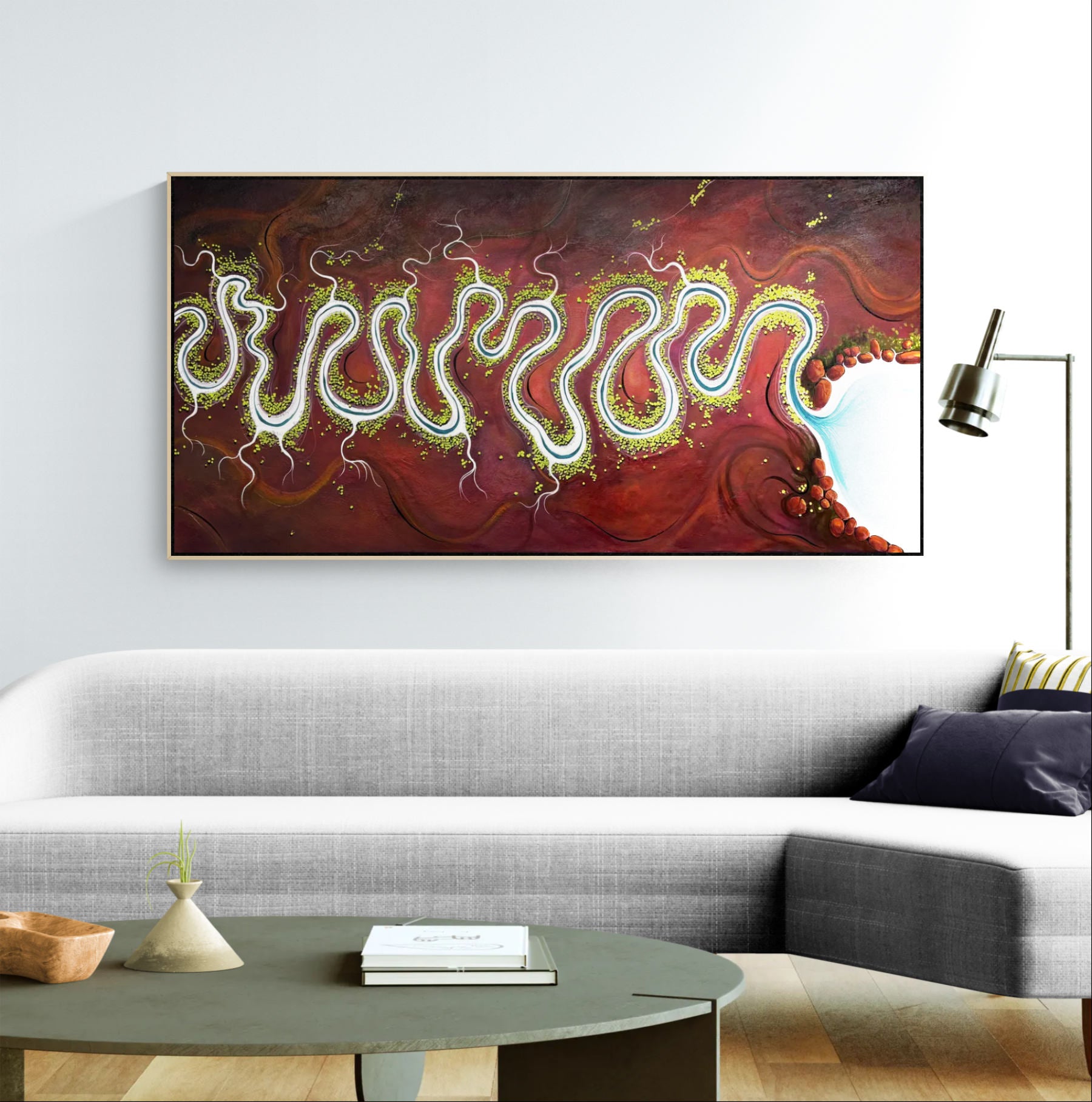 The Warmth Of Distance by Australian artist Tania Chanter, original, textured acrylic on canvas, 180x90cm.