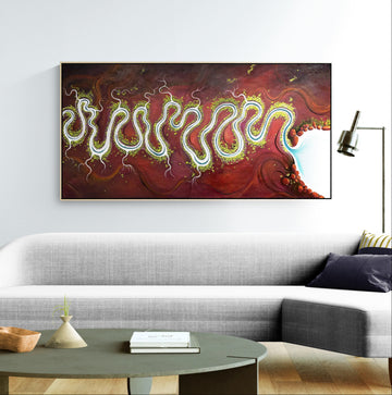 The Warmth Of Distance by Australian artist Tania Chanter, original, textured acrylic on canvas, 180x90cm.