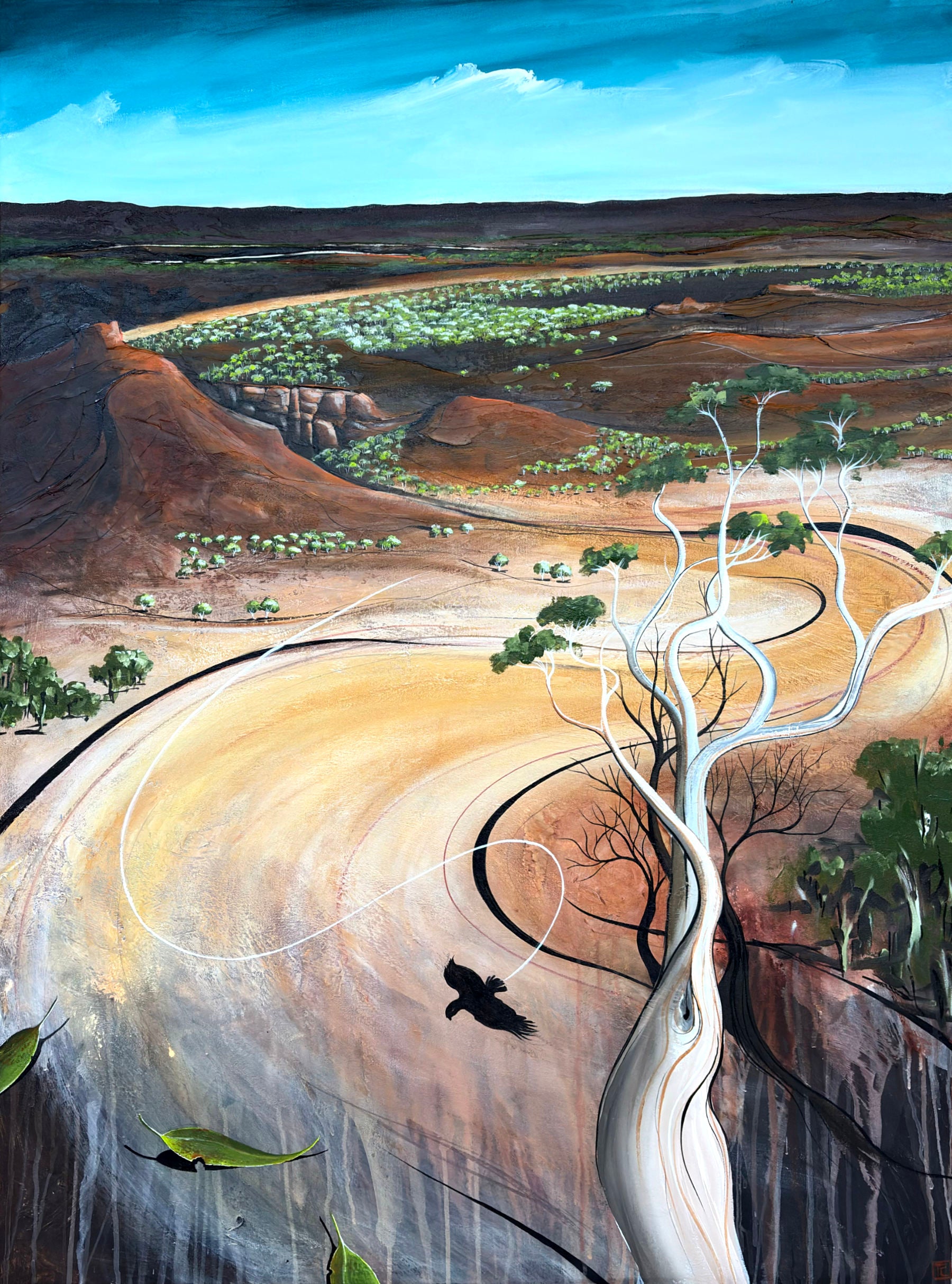 Three Forgotten Memories by Australian artist Tania Chanter, original, one-off, acrylic on canvas, 90x120cm textured abstract landscape. 