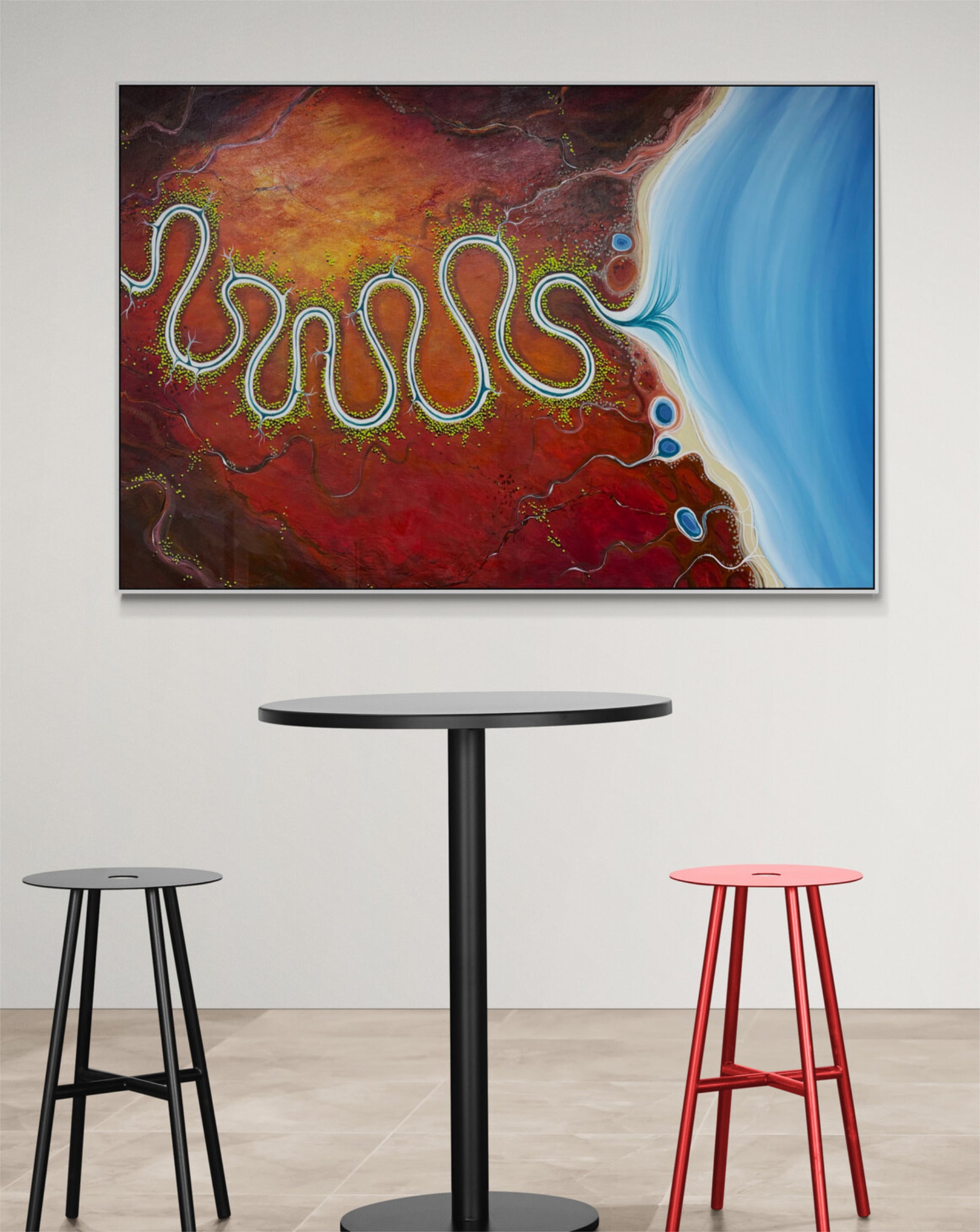 Toward The Unspoken Coast, an original textured aerial abstract landscape by Australian artist Tania Chanter 180x120cm acrylic on canvas.