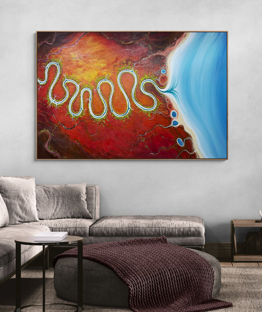 Toward The Unspoken Coast, an original textured aerial abstract landscape by Australian artist Tania Chanter 180x120cm acrylic on canvas.