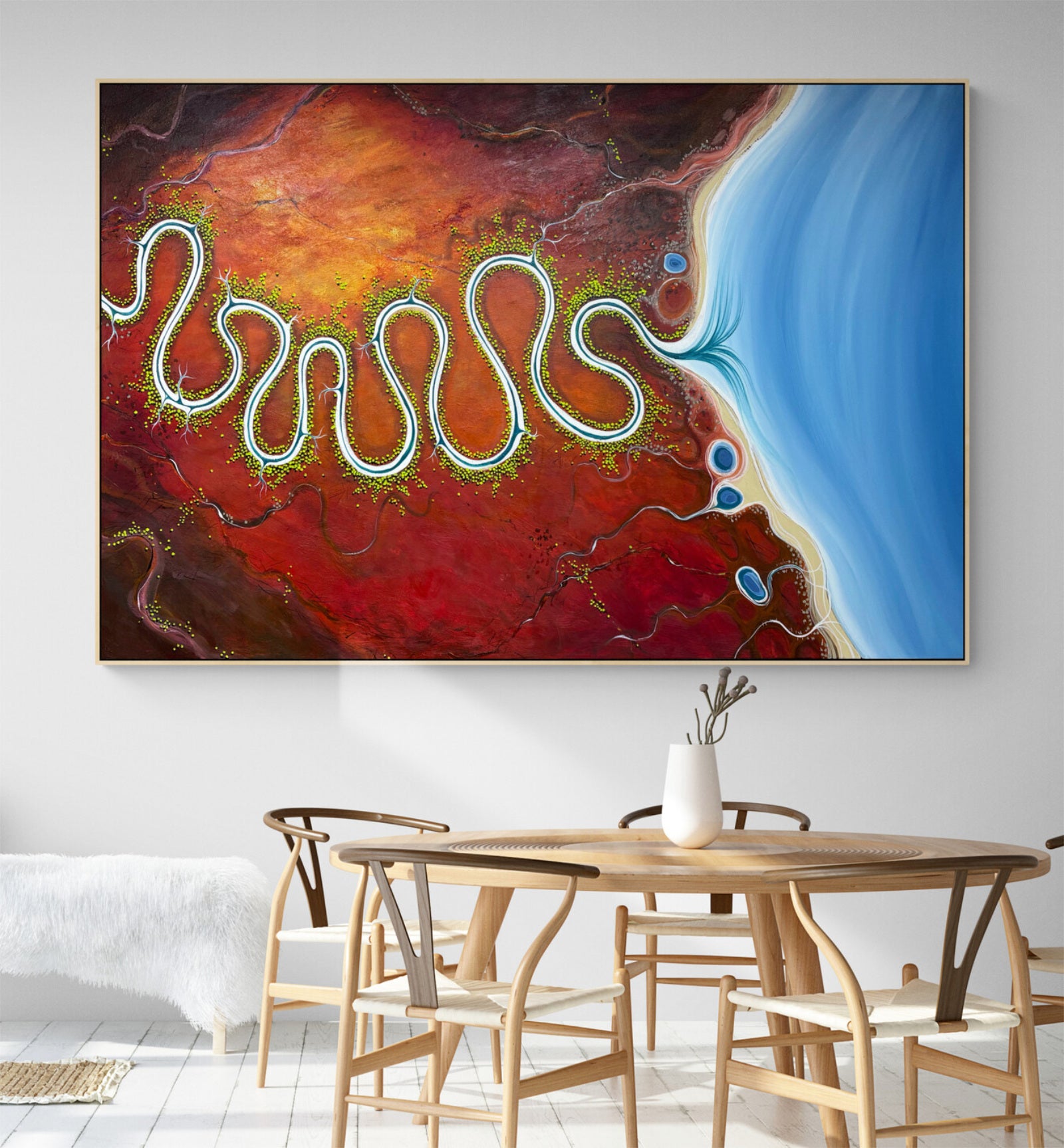 Toward The Unspoken Coast, an original textured aerial abstract landscape by Australian artist Tania Chanter 180x120cm acrylic on canvas.