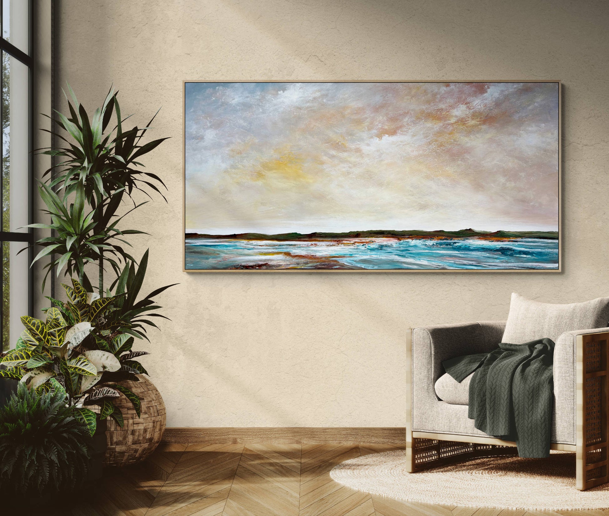 Under A Twilight Sky by Australian artist Tania Chanter, 180x90cm, original, textured acrylic on canvas. 