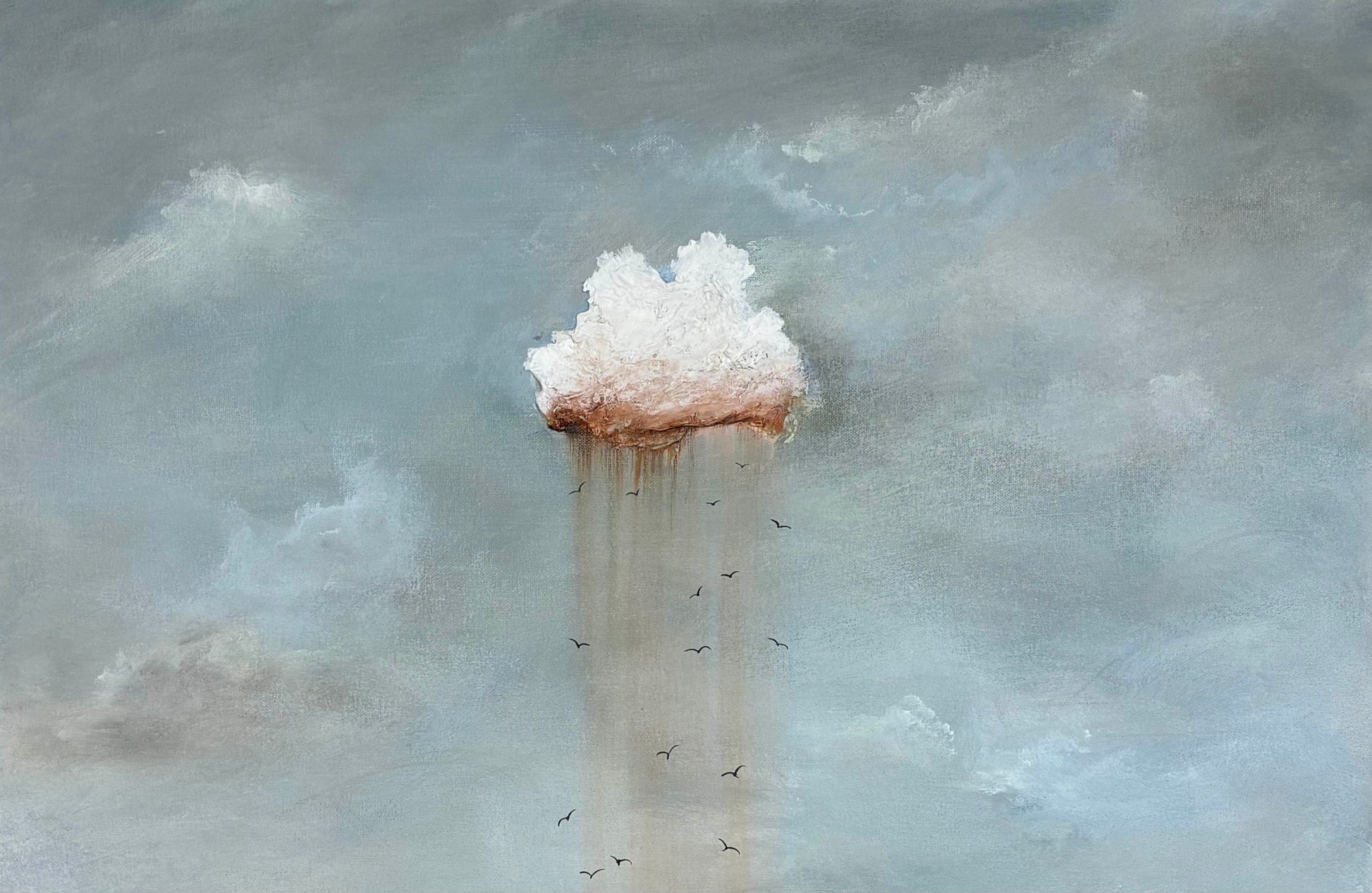 Close-up detail of Where Dreams Fall showing textured cloud and atmospheric sky
