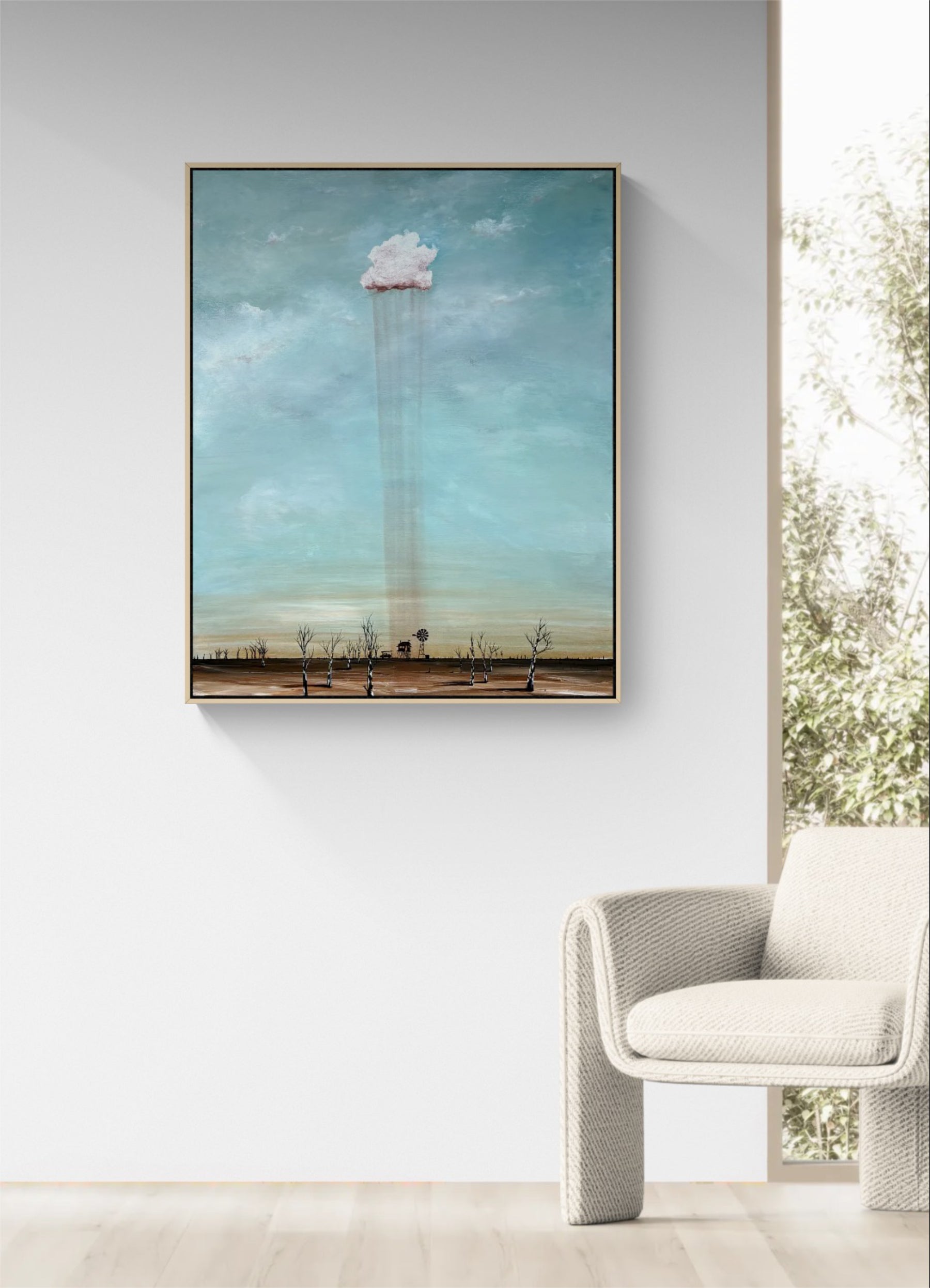 Where Hope Falls by Australian artist Tania Chanter, 80x100cm, acrylic on canvas, textured abstract Australiana landscape.