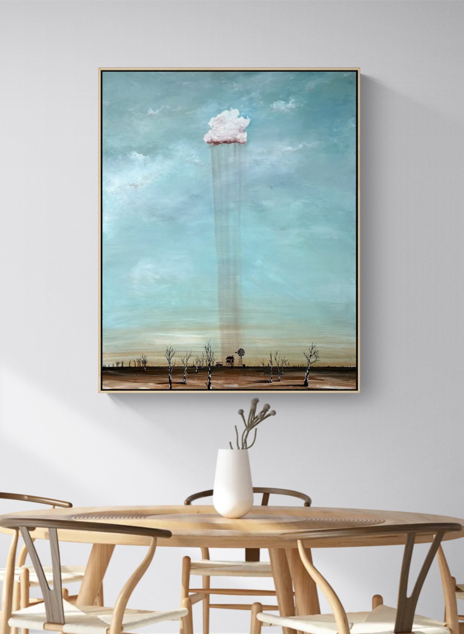 Where Hope Falls by Australian artist Tania Chanter, 80x100cm, acrylic on canvas, textured abstract Australiana landscape.