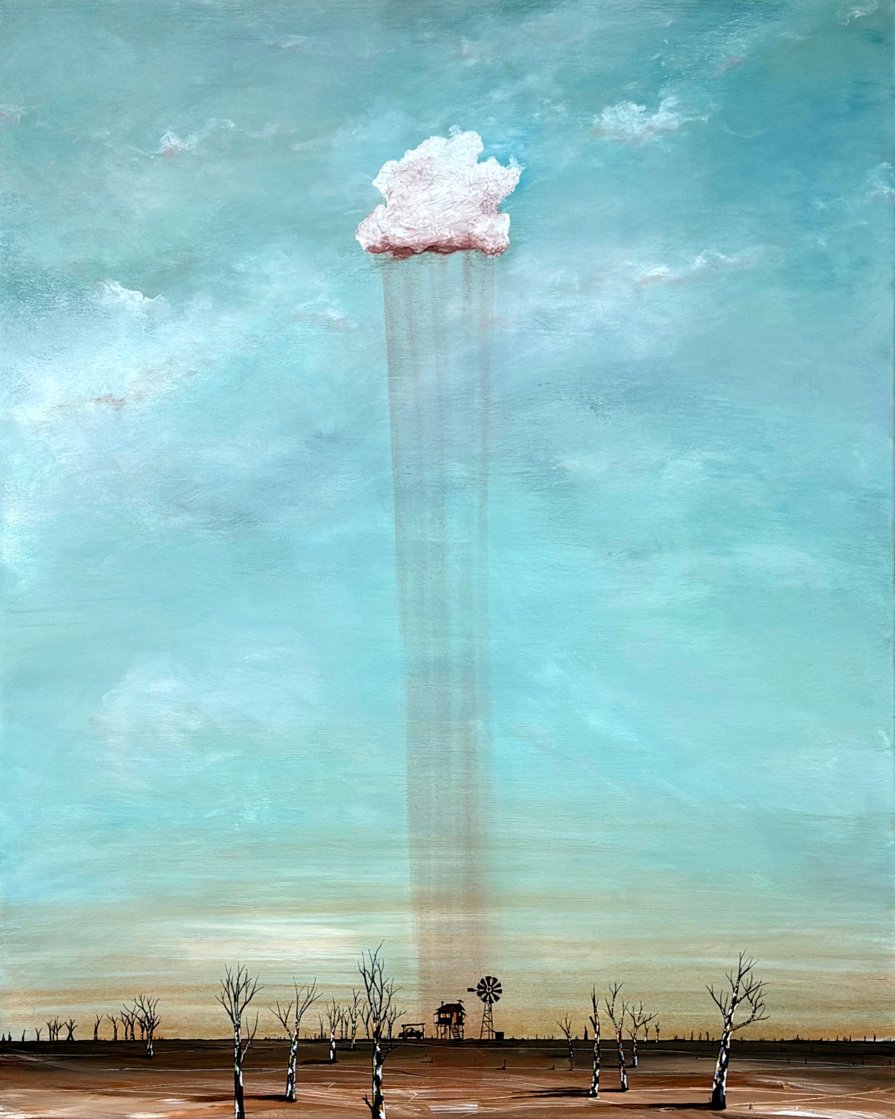 Where Hope Falls by Australian artist Tania Chanter, 80x100cm, acrylic on canvas, textured abstract Australiana landscape.