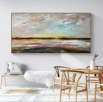 Where Hope Rests Gently by Australian artist Tania Chanter, 180x90cm, original one-of-a-kind, acrylic on canvas, textured abstract seascape.