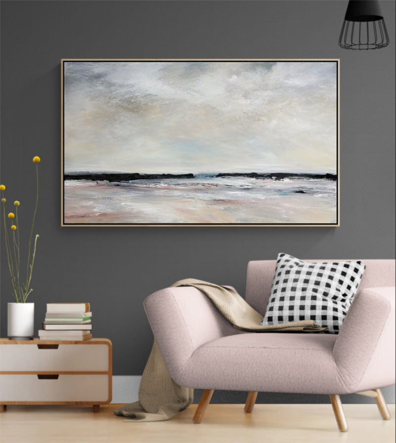 Where Silence Anchors by Australian artist Tania Chanter, textured abstract seascape, original, acrylic on canvas. 150x90cm